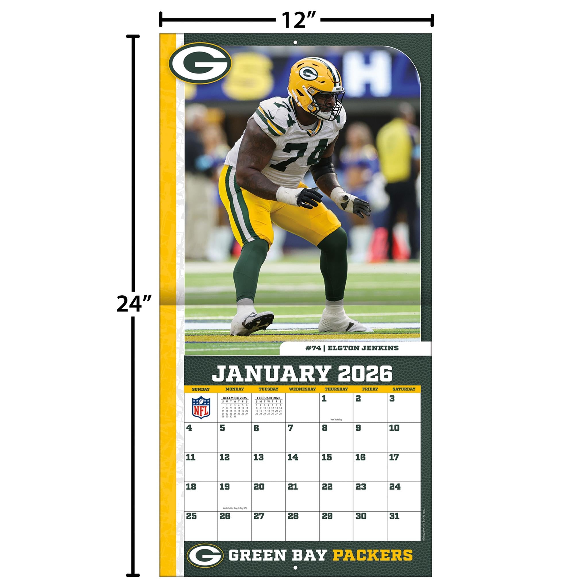 NFL Green Bay Packers 2026 Wall Calendar