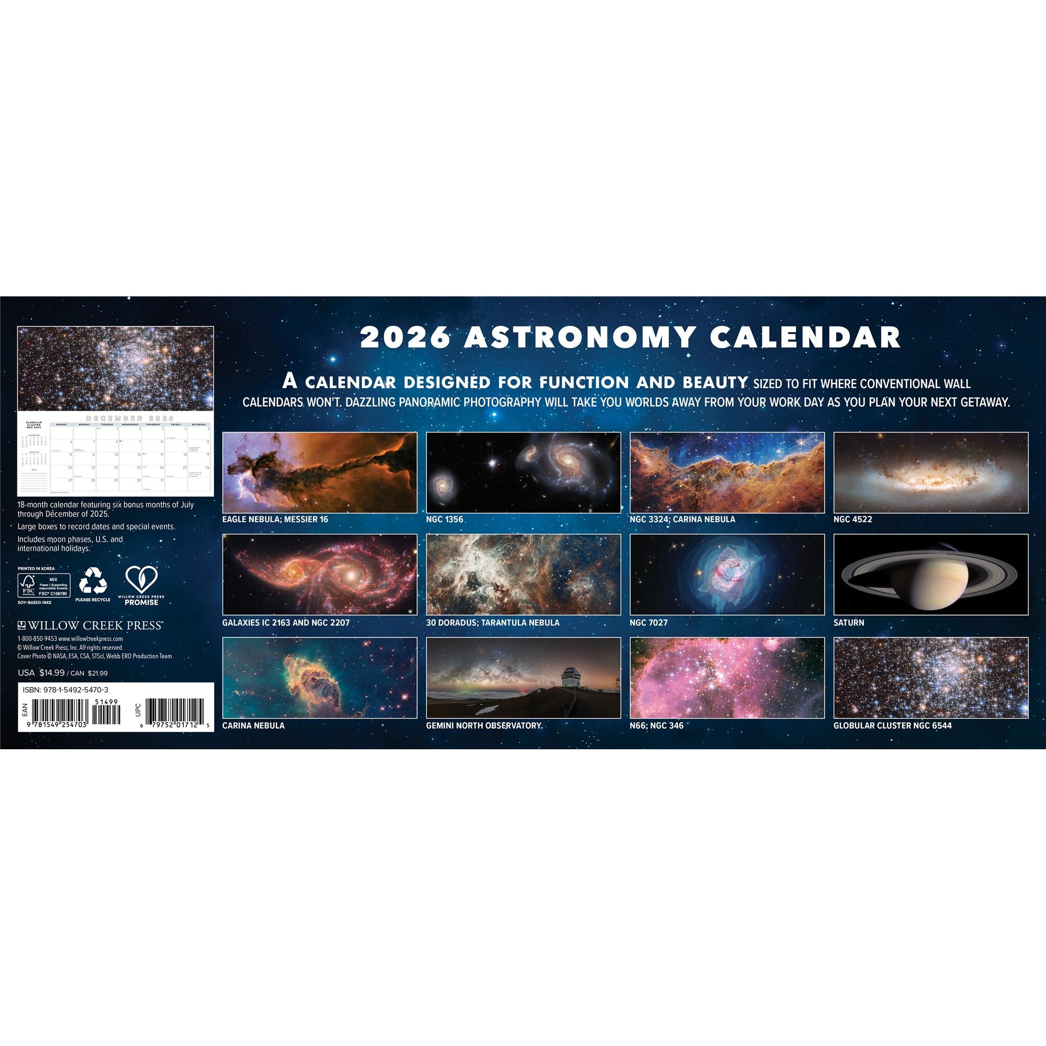Calendrier panoramique astronomique 2026 (format slim) - Disponible uniquement en ligne