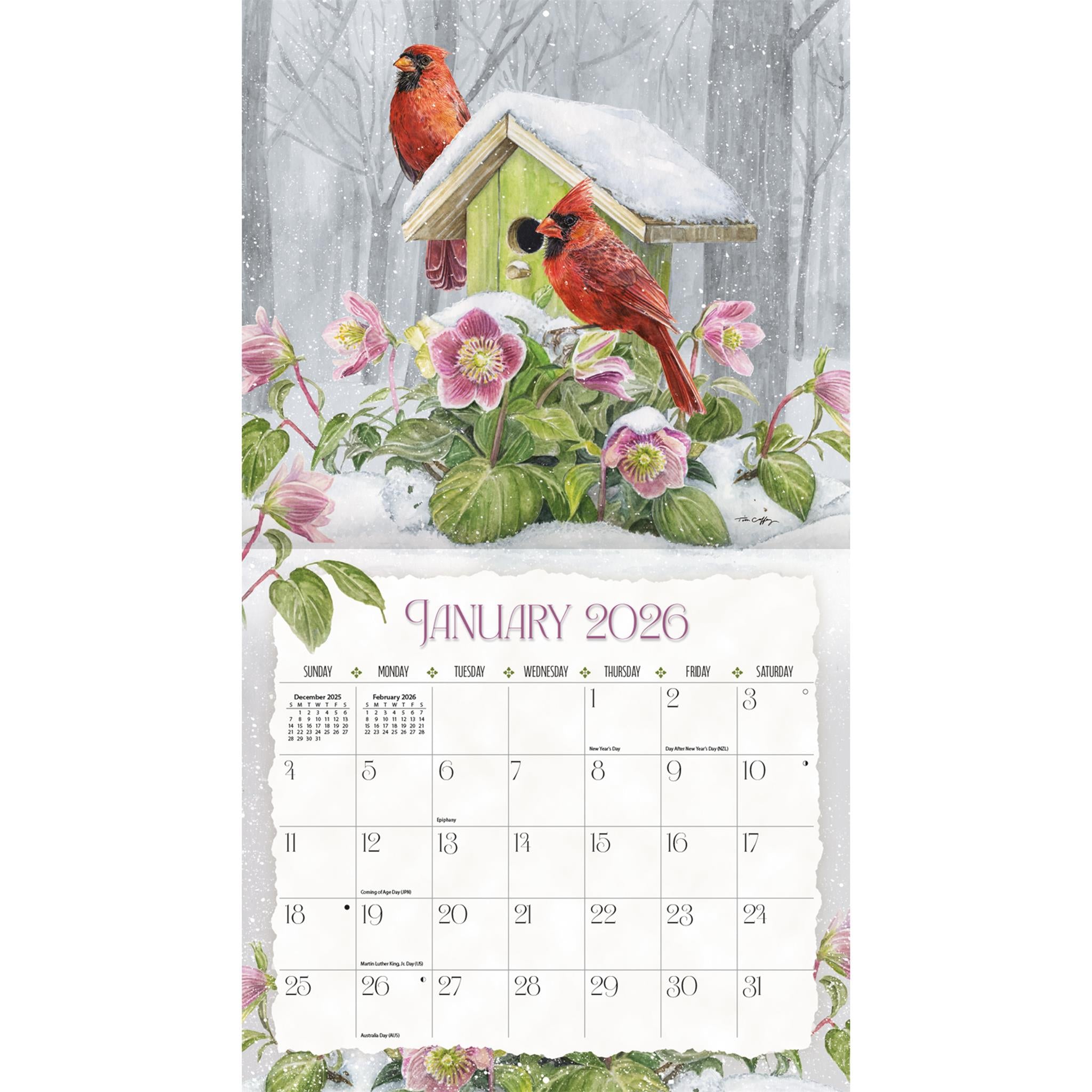 Calendrier mural de luxe Birdhouses 2026 - Disponible uniquement en ligne