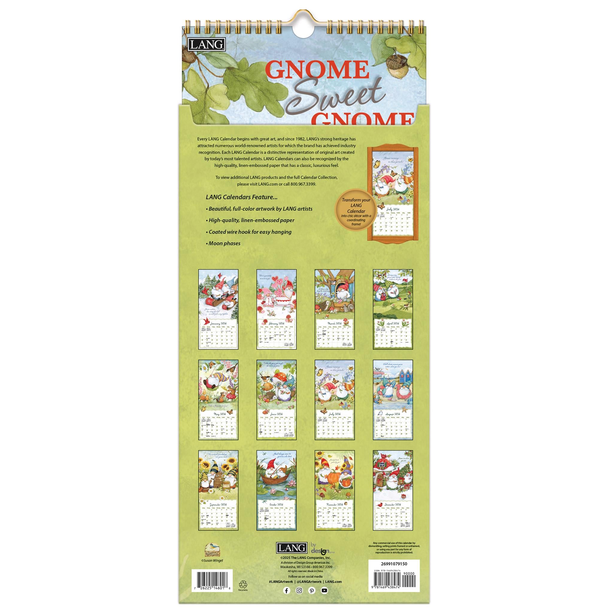 Gnome Sweet Gnome 2026 Slim Calendar