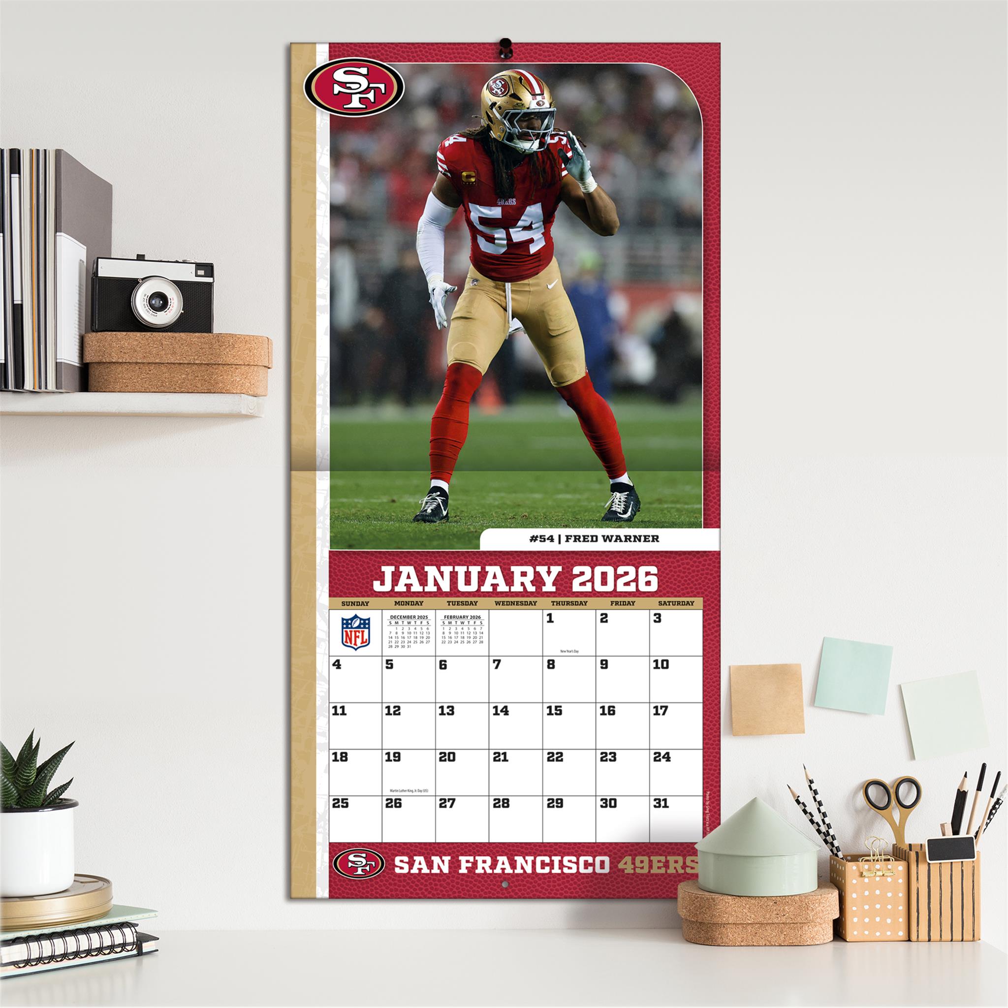 NFL San Francisco 49Ers 2026 Wall Calendar