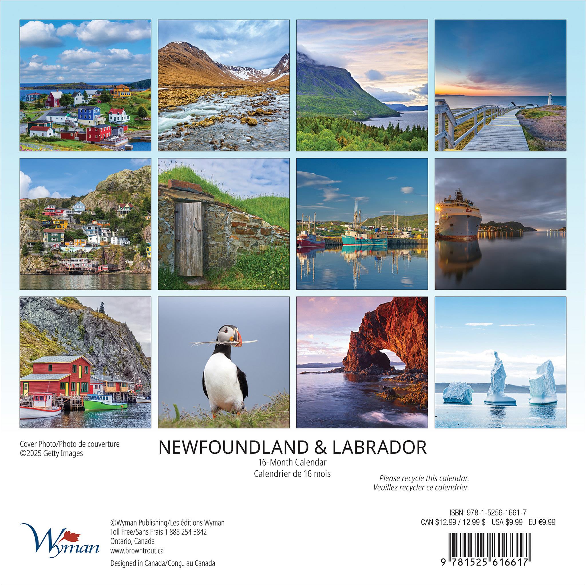 Mini-calendrier de Terre-Neuve-et-Labrador 2026 - Disponible uniquement en ligne