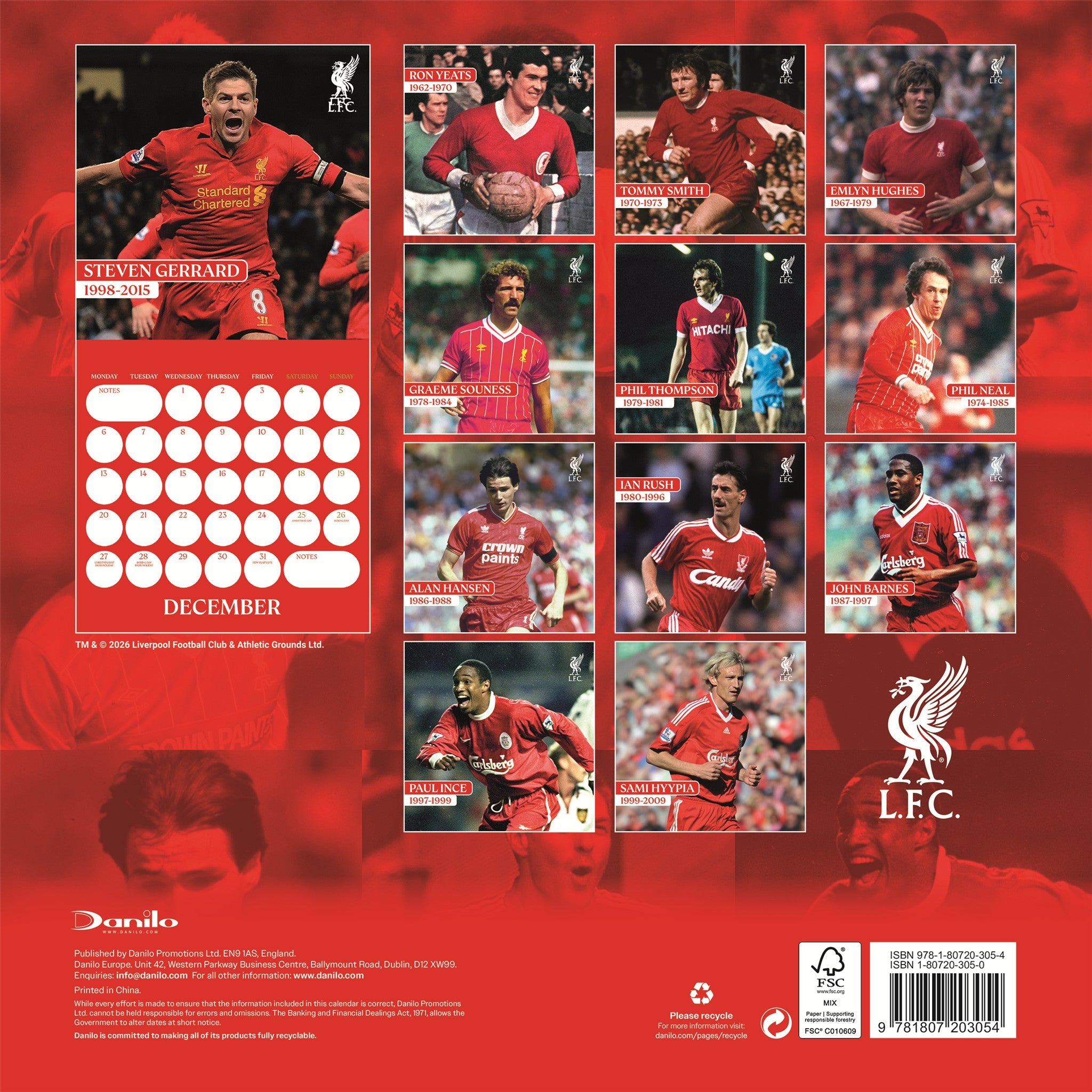 Calendrier mural Liverpool 2027
