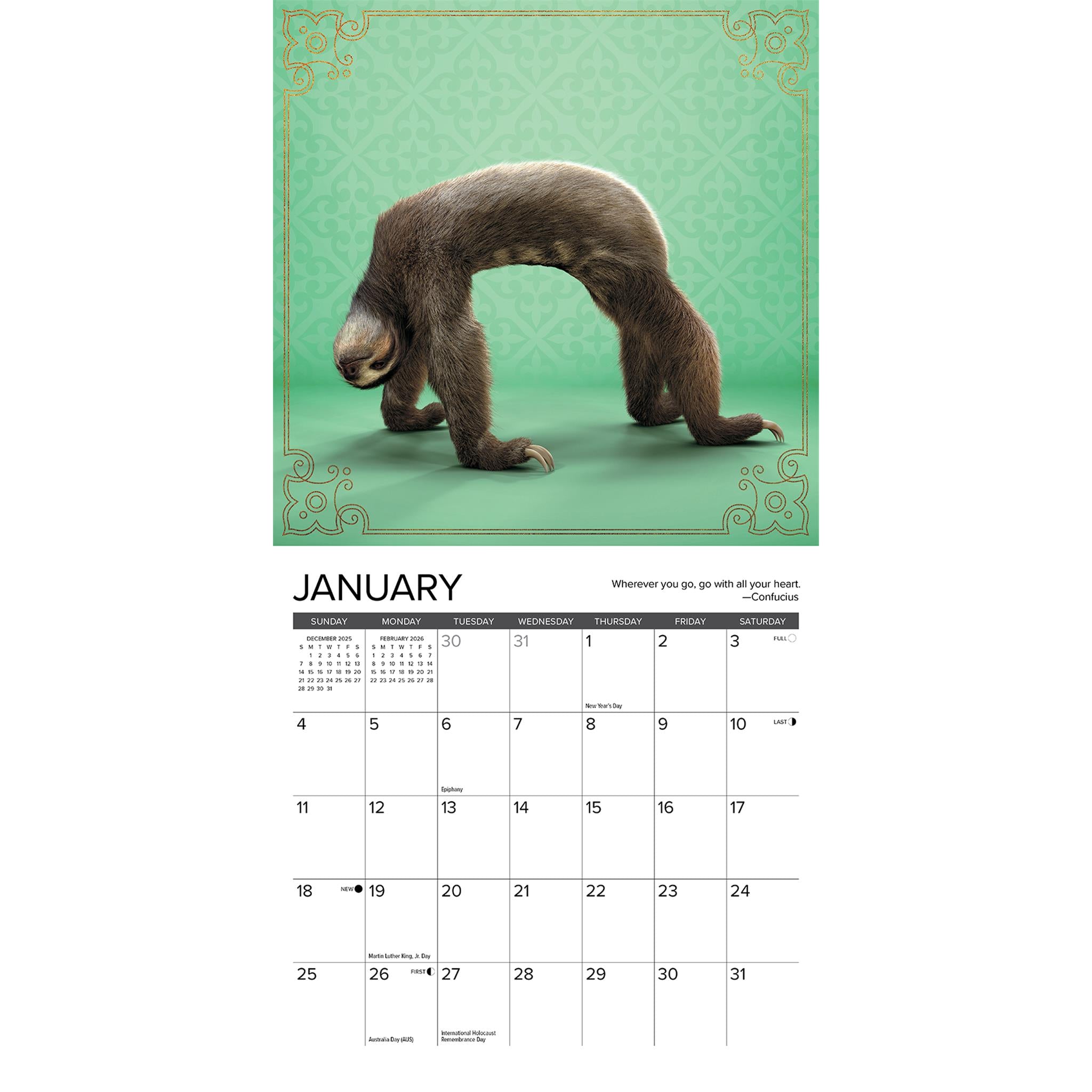 Mini-calendrier de yoga paresseux 2026