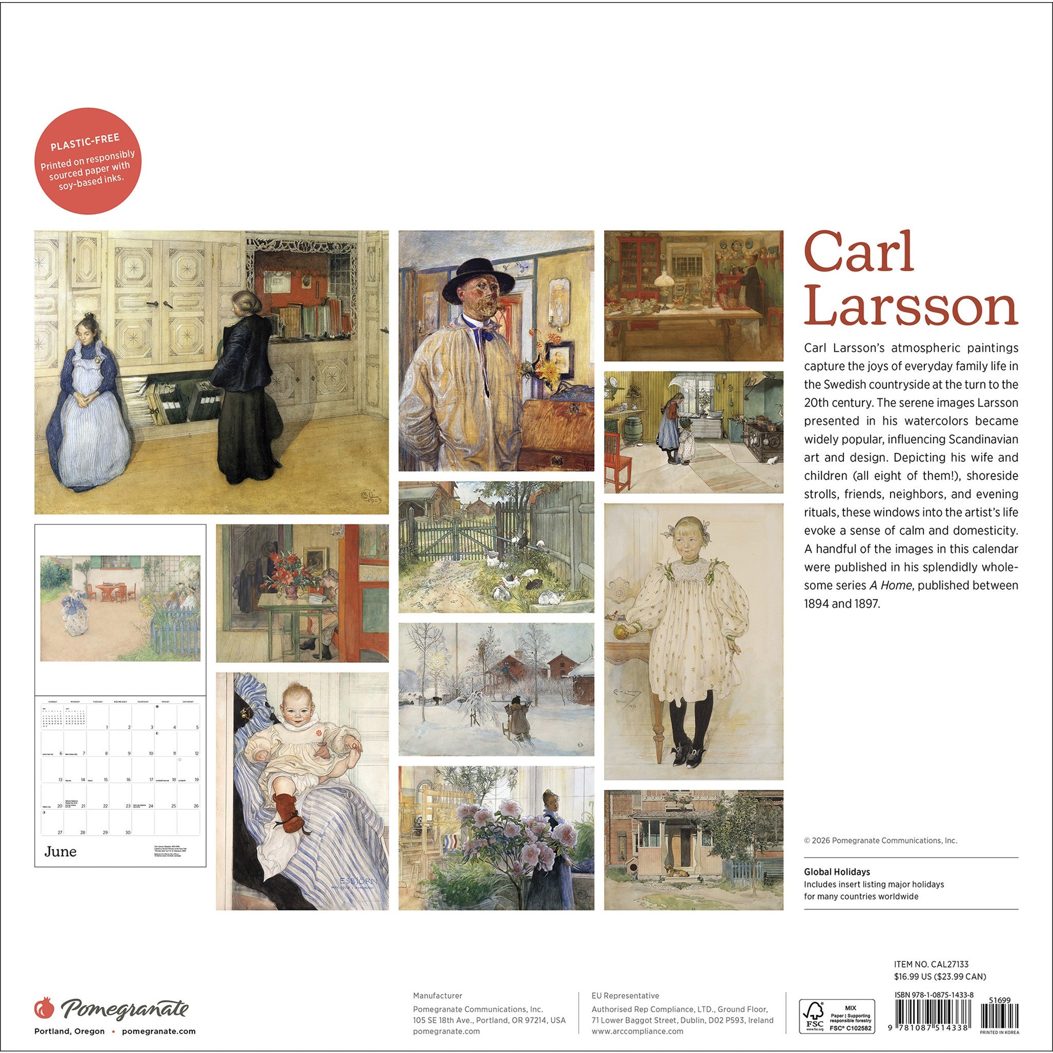 Carl Larsson 2027 Wall Calendar - Online Only