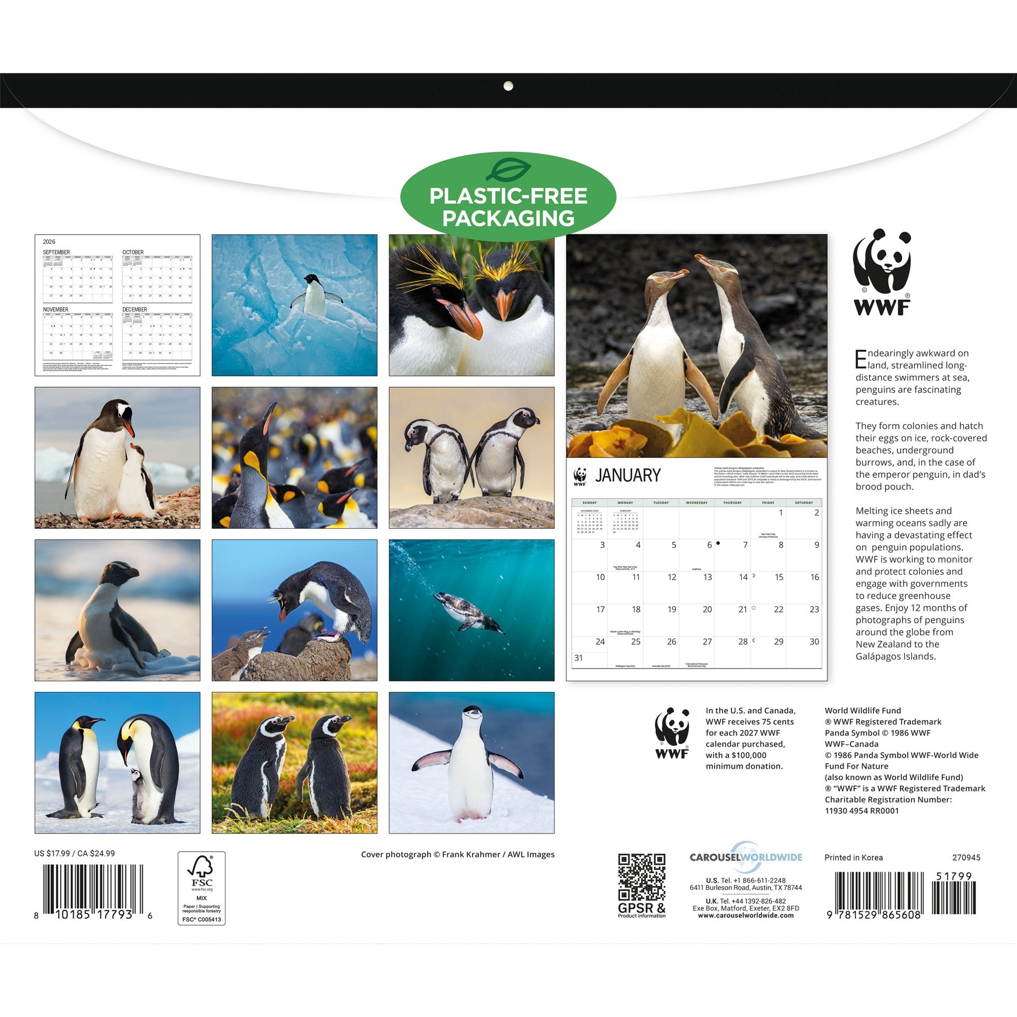 World Wildlife Fund Penguins 2027 Wall Calendar