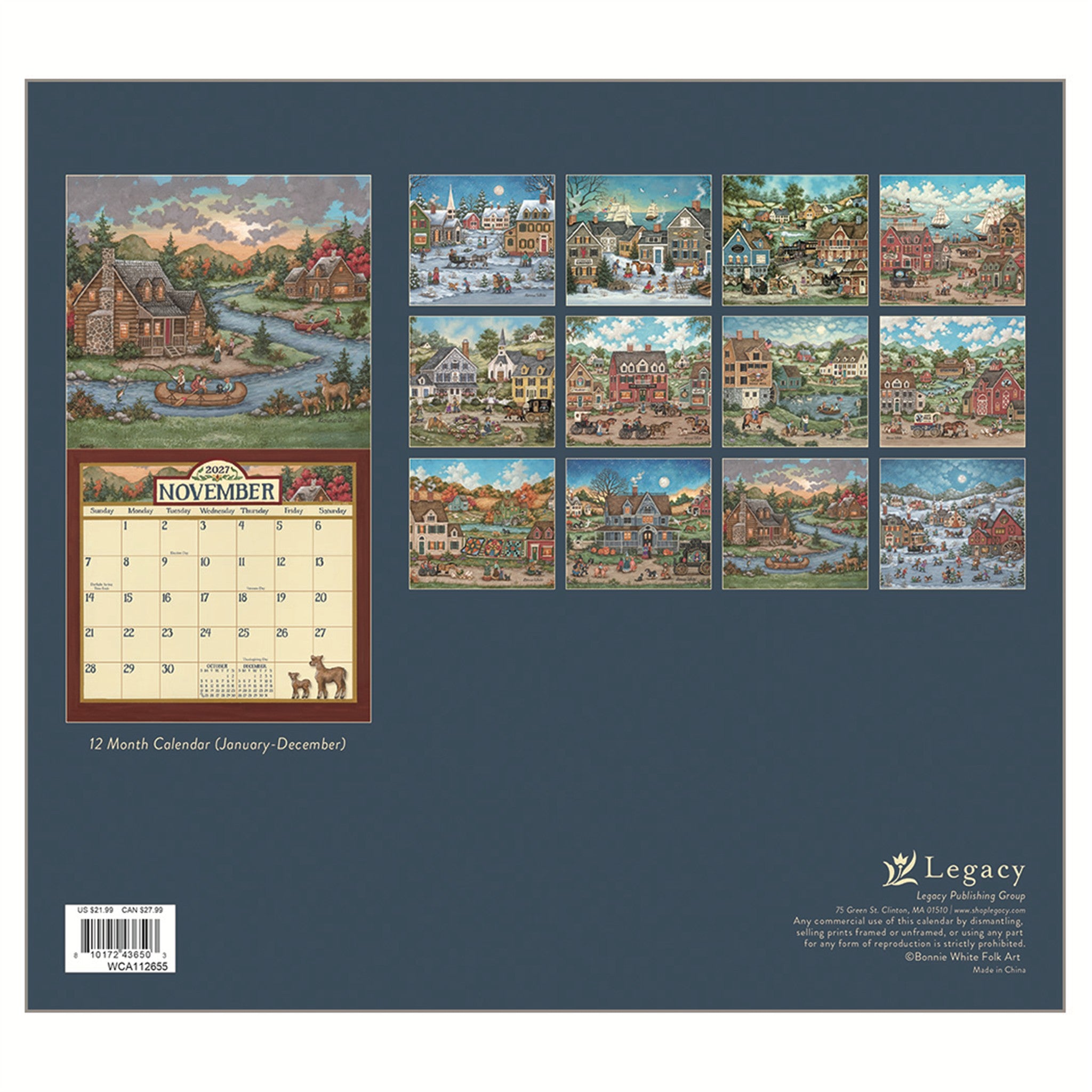 Calendrier mural Bonnie White Art populaire 2027
