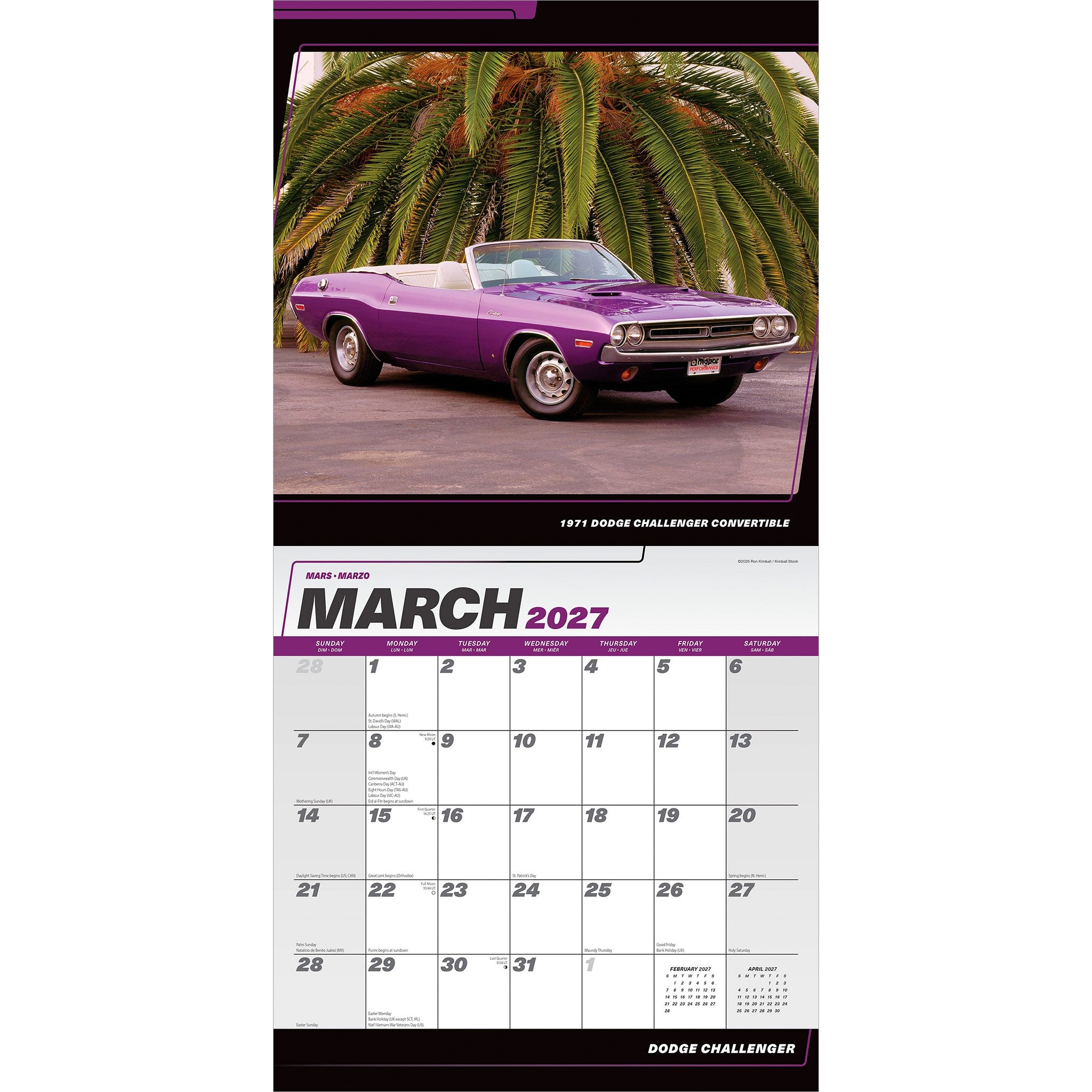 Dodge Challenger 2027 Wall Calendar
