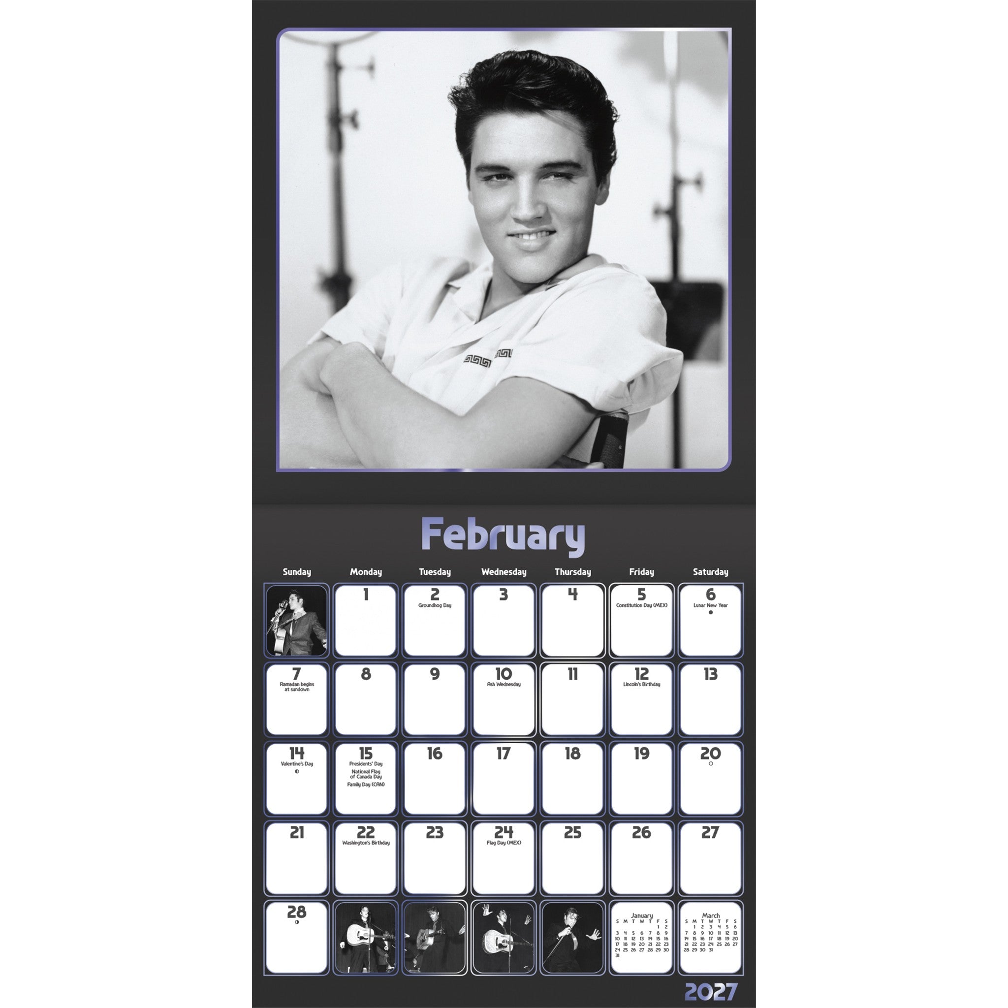 Calendrier mural Elvis Presley collector 2027 – En ligne seulement