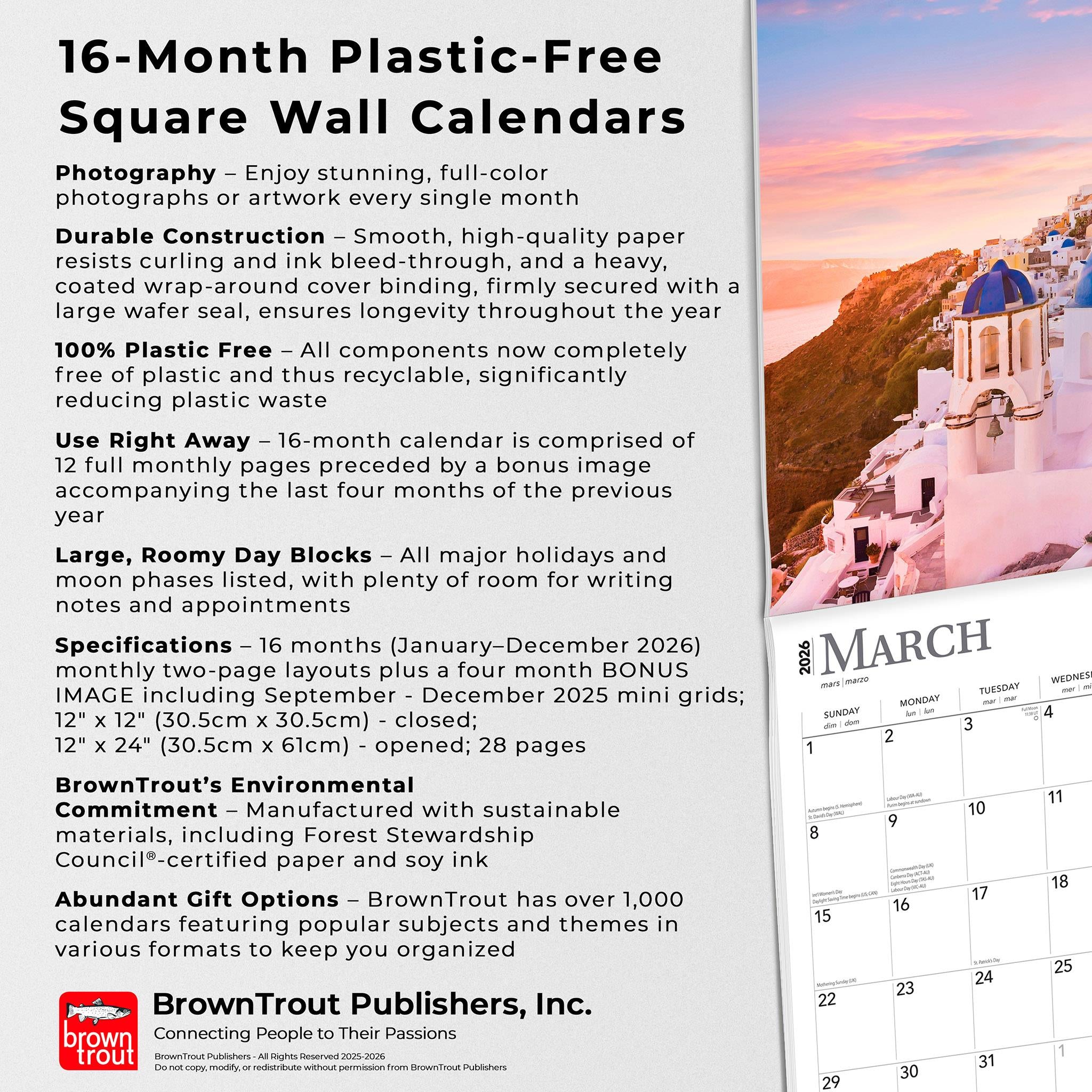 Greece 2026 Wall Calendar - Online Only