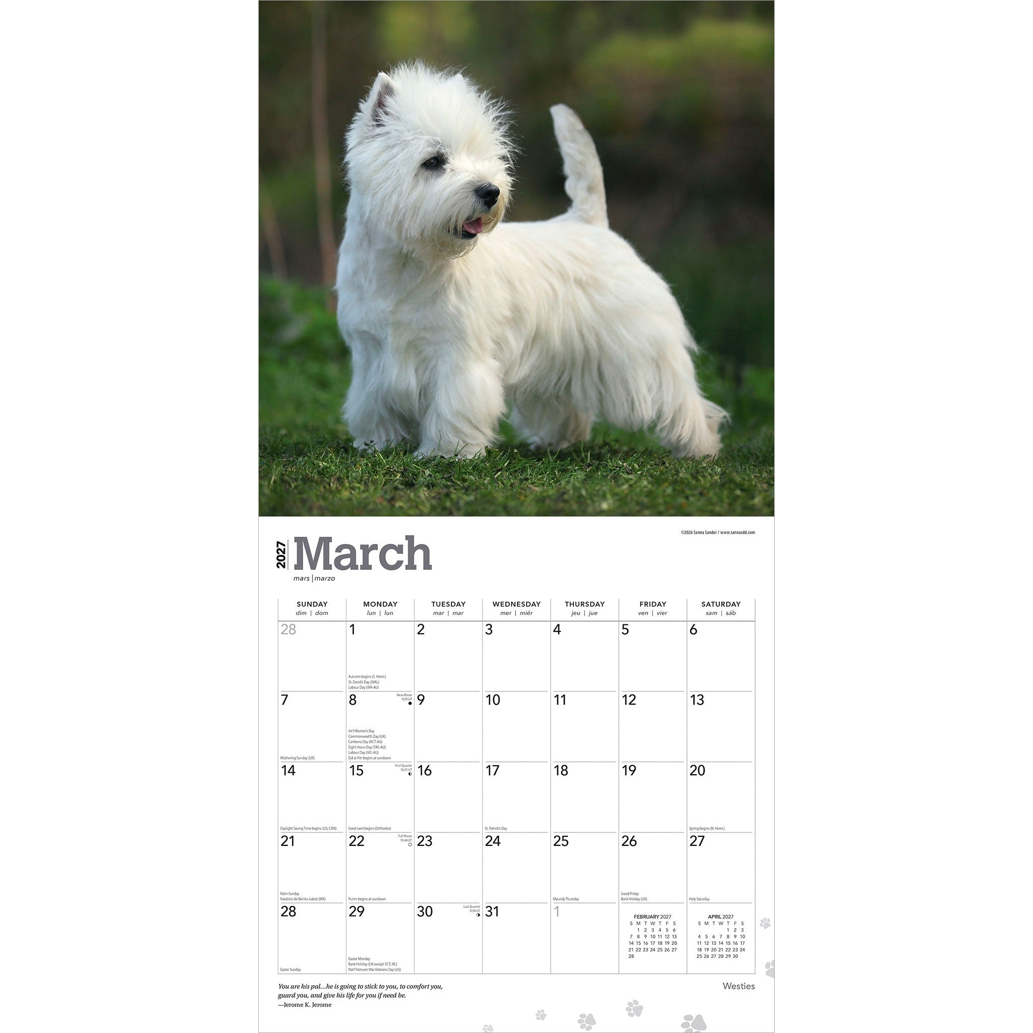 West Highland White Terriers 2027 Wall Calendar