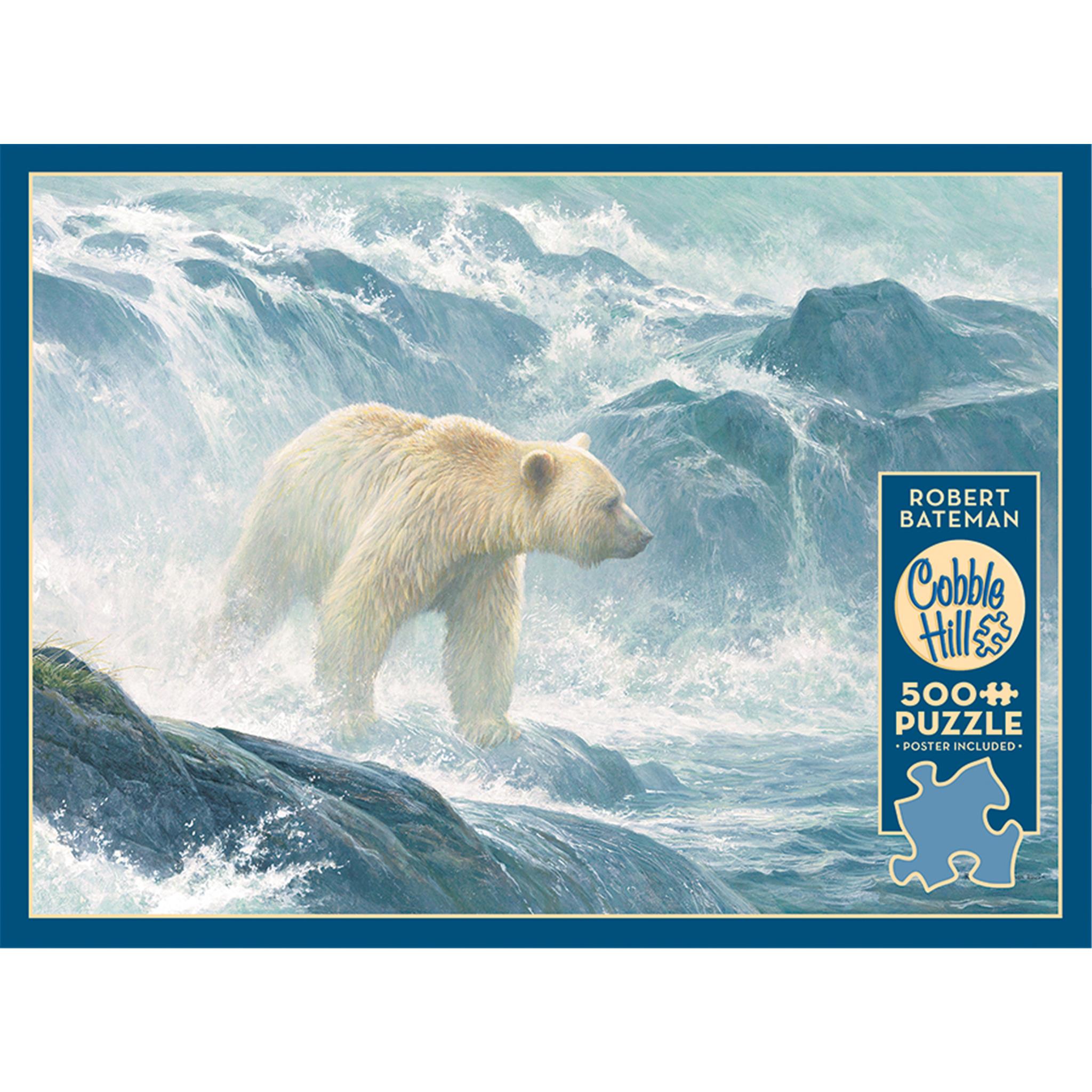 Puzzle de 500 pièces Salmon Watch Spirit Bear, Cobble Hill
