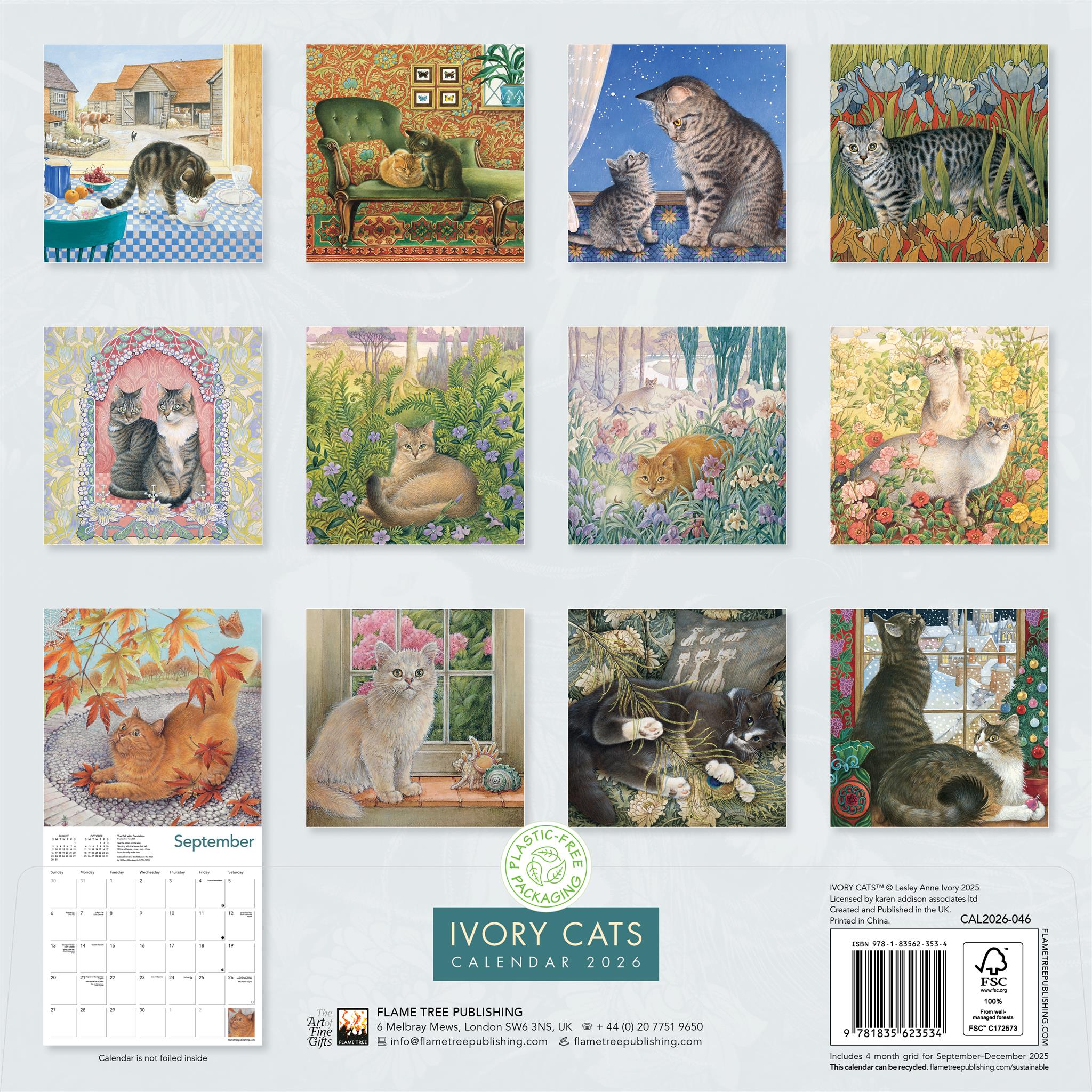 Ivory Cats By Lesley Anne Ivory 2026 Wall Calendar