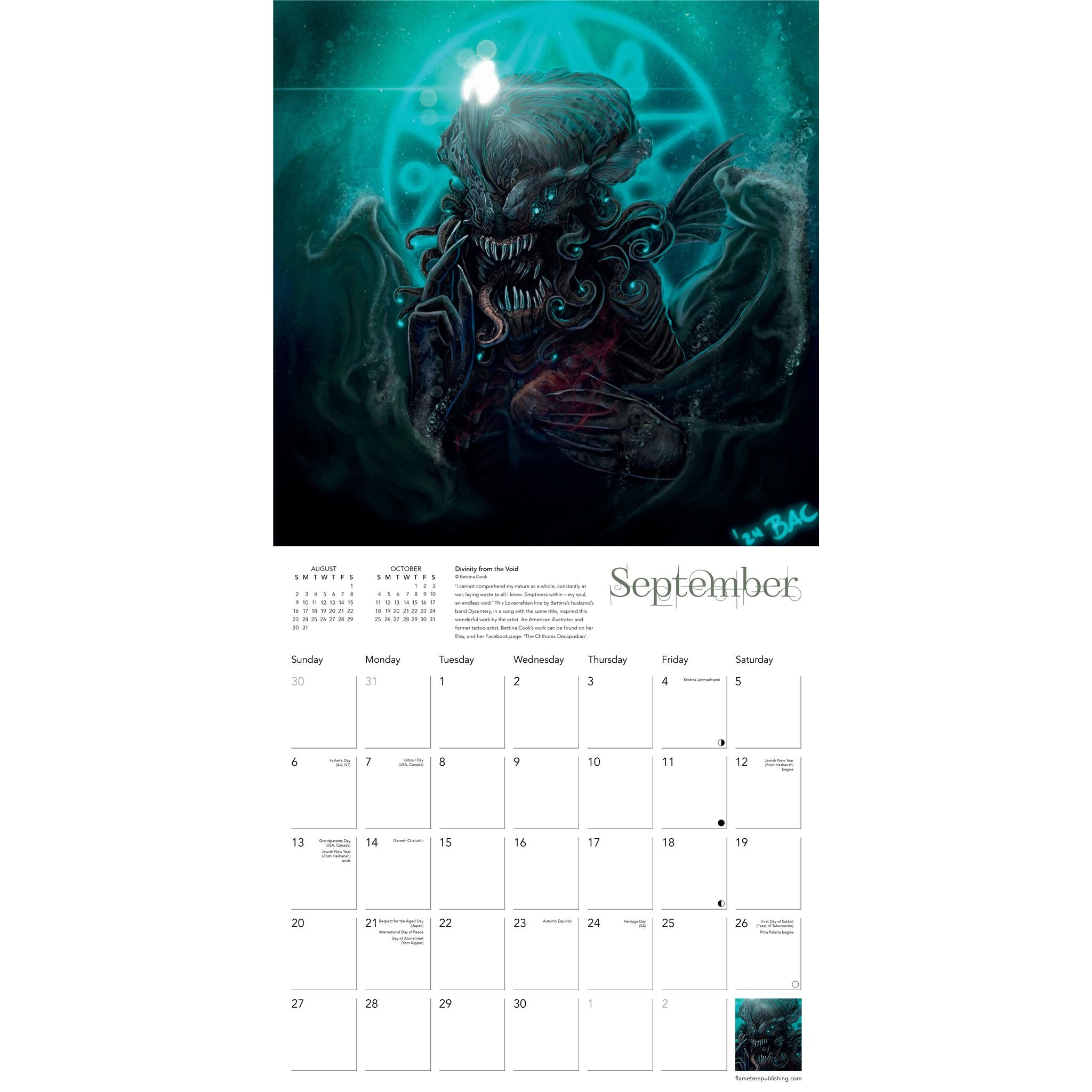 Calendrier mural Cthulhu 2026 - Disponible uniquement en ligne