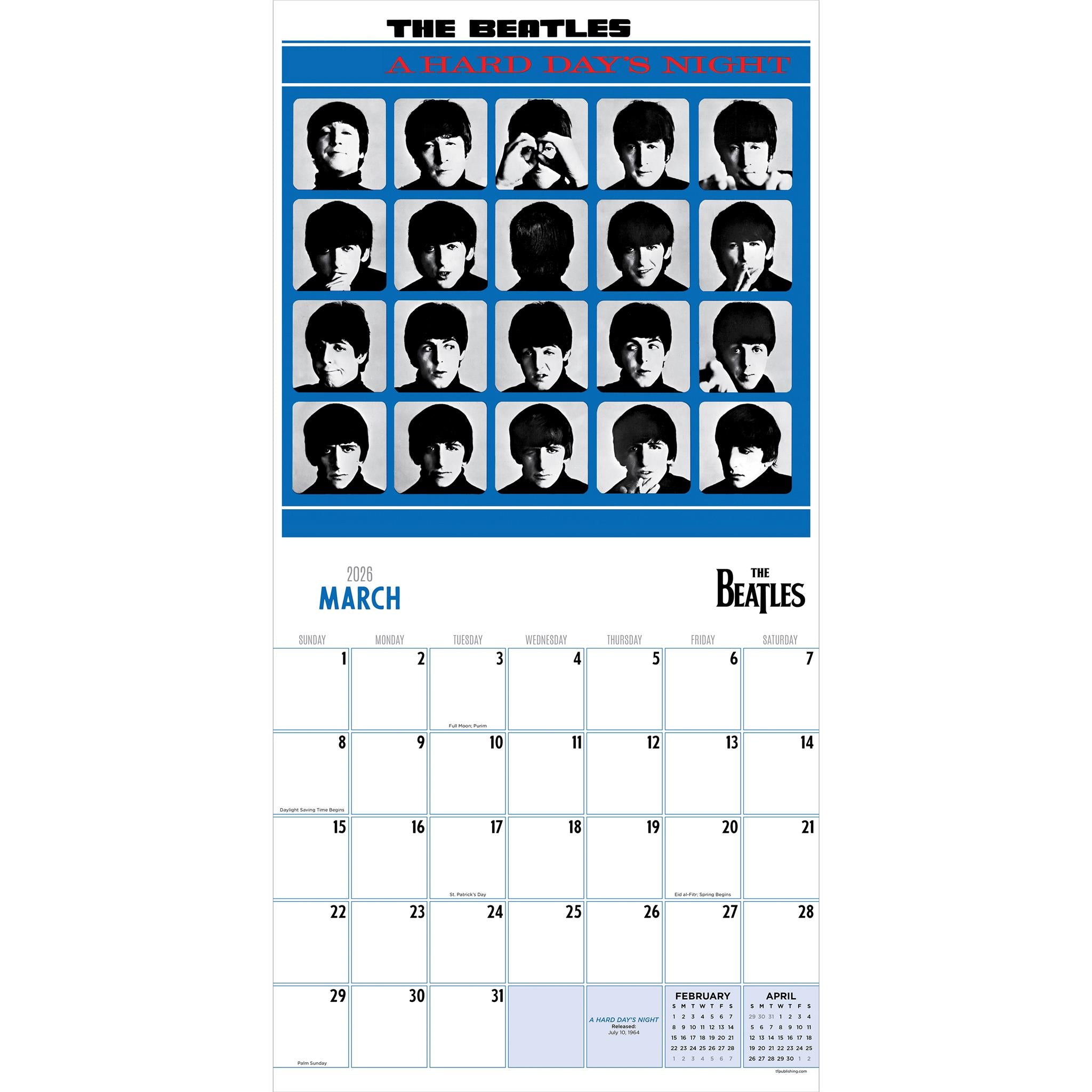 Calendrier mural Beatles 2026