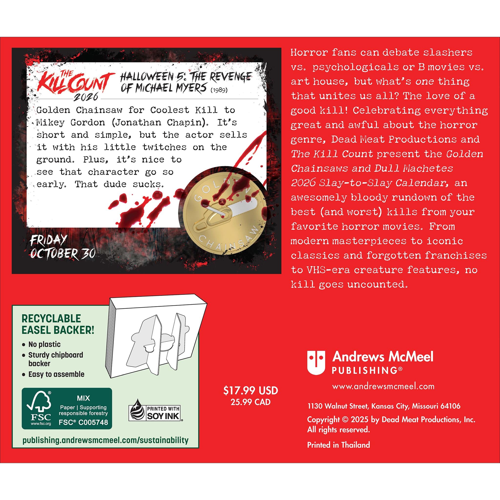 Calendrier 2026 « Tronçonneuses dorées et machettes émoussées » - Disponible uniquement en ligne