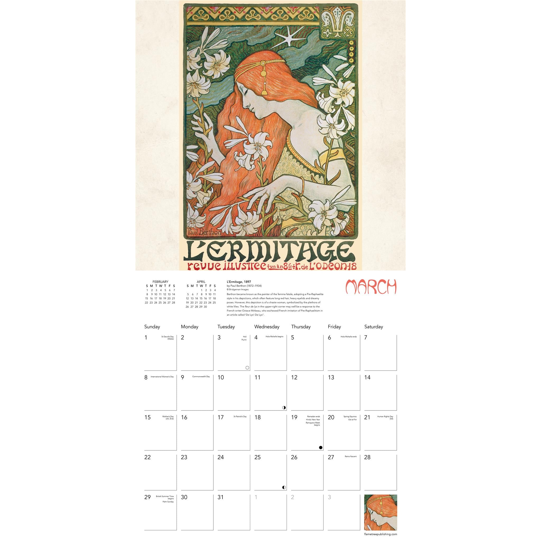 Art Nouveau Posters 2026 Wall Calendar