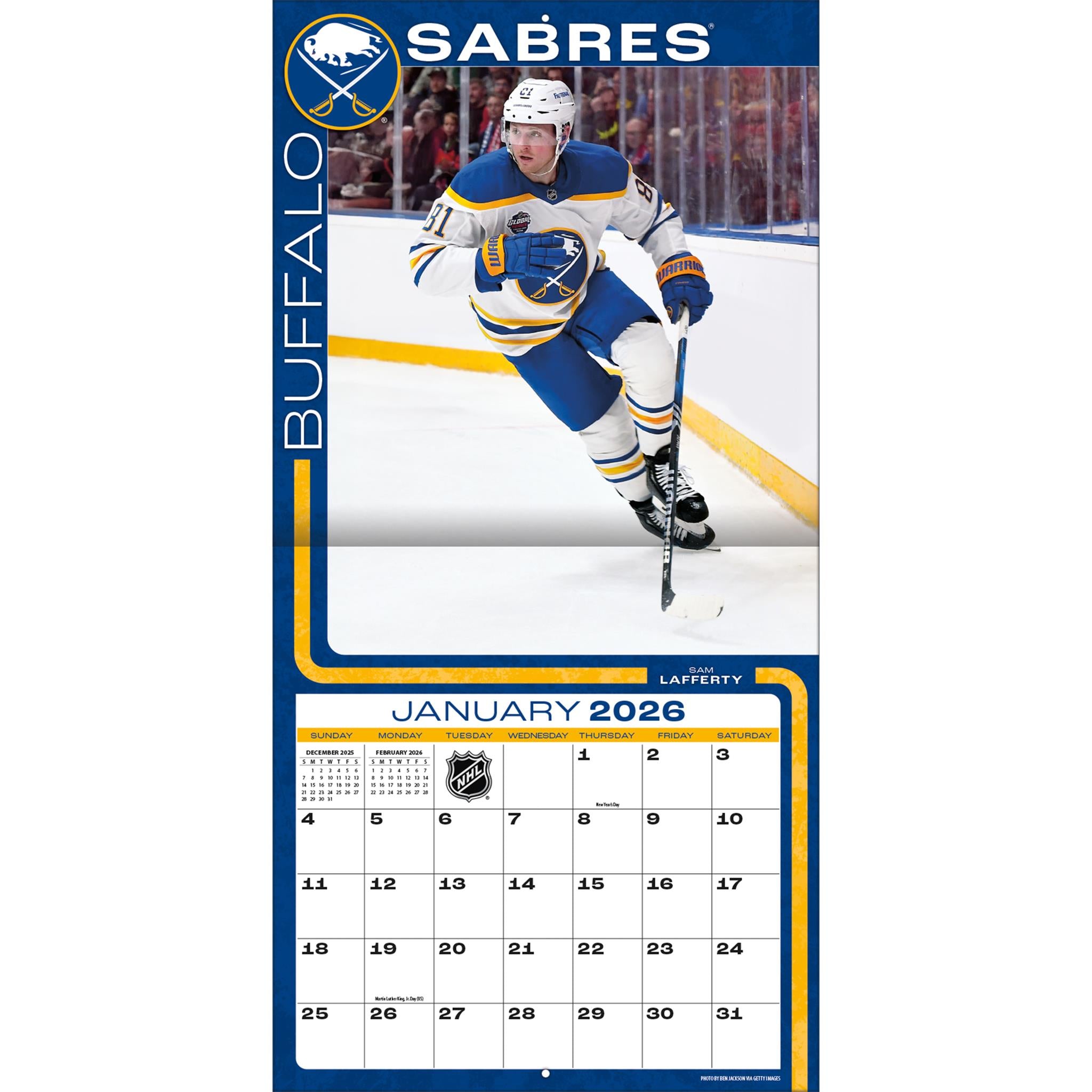 Calendrier mural 2026 des Sabres de Buffalo (NHL)