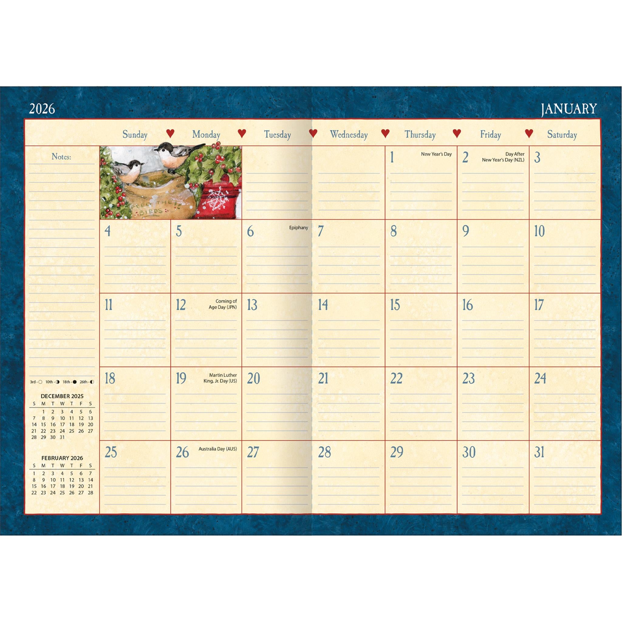 Agenda de poche mensuel Heart And Home 2026