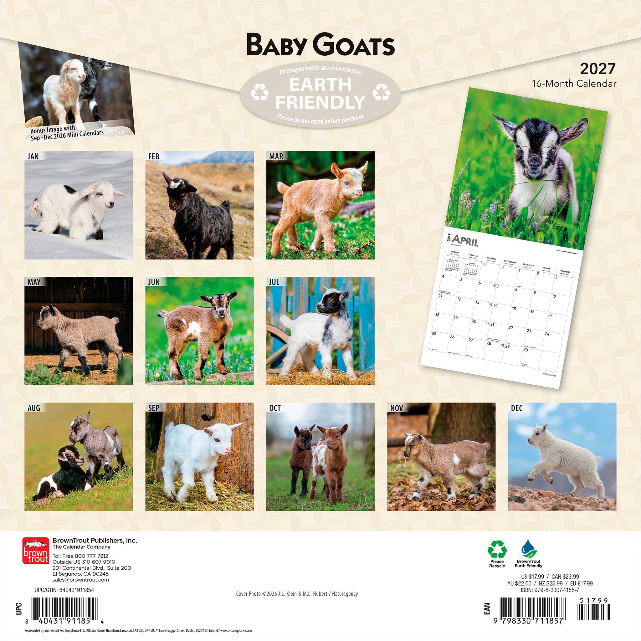 Baby Goats 2027 Wall Calendar