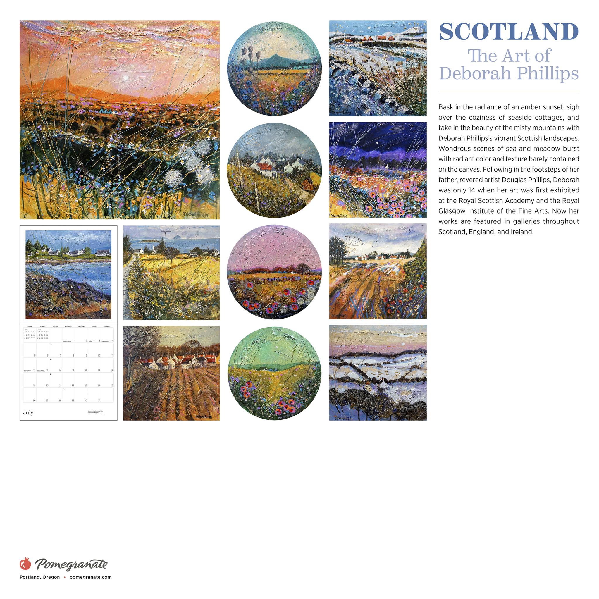 Calendrier mural Écosse 2026 « L’art de Deborah Phillips » - Disponible uniquement en ligne