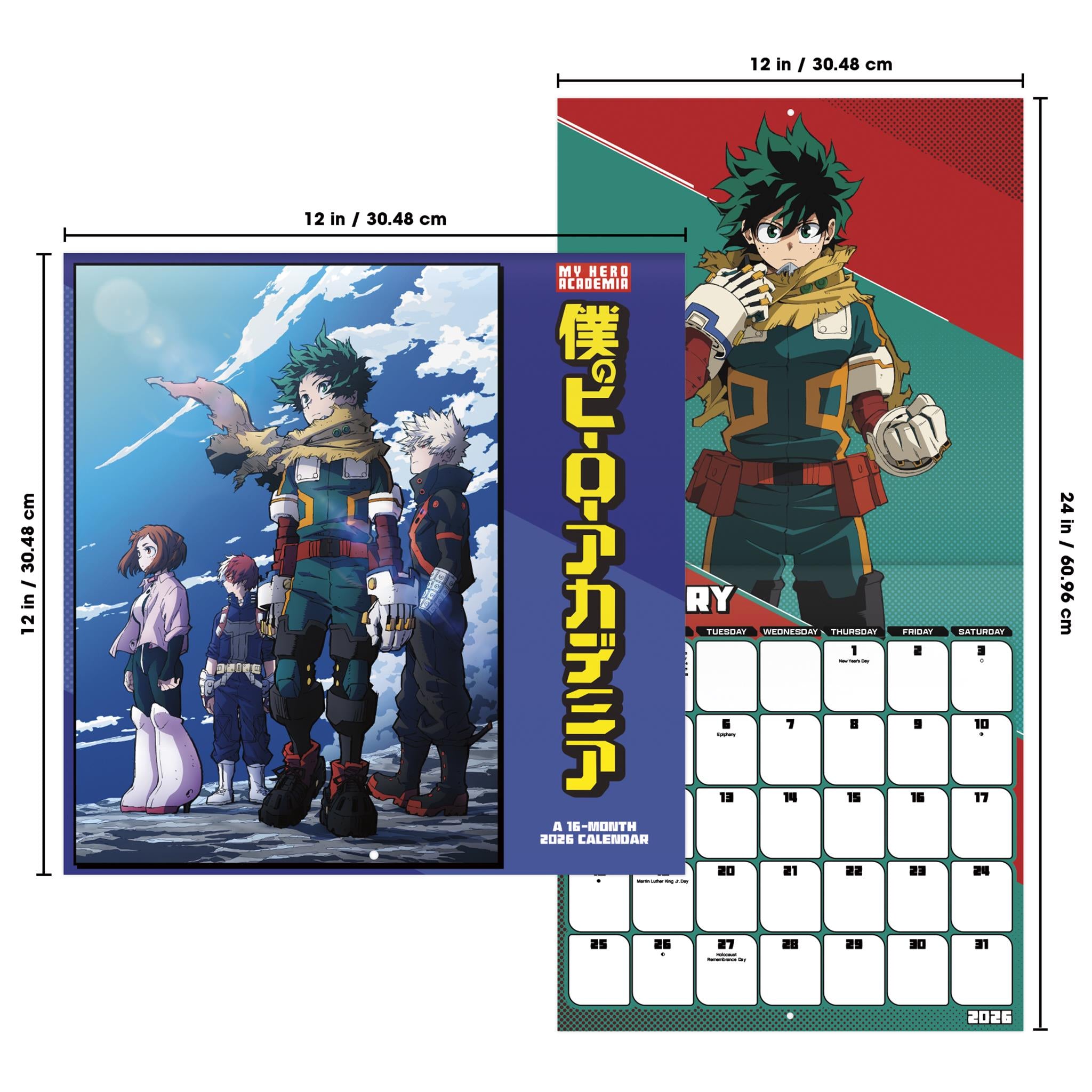 Calendrier mural My Hero Academia 2026 - Disponible uniquement en ligne