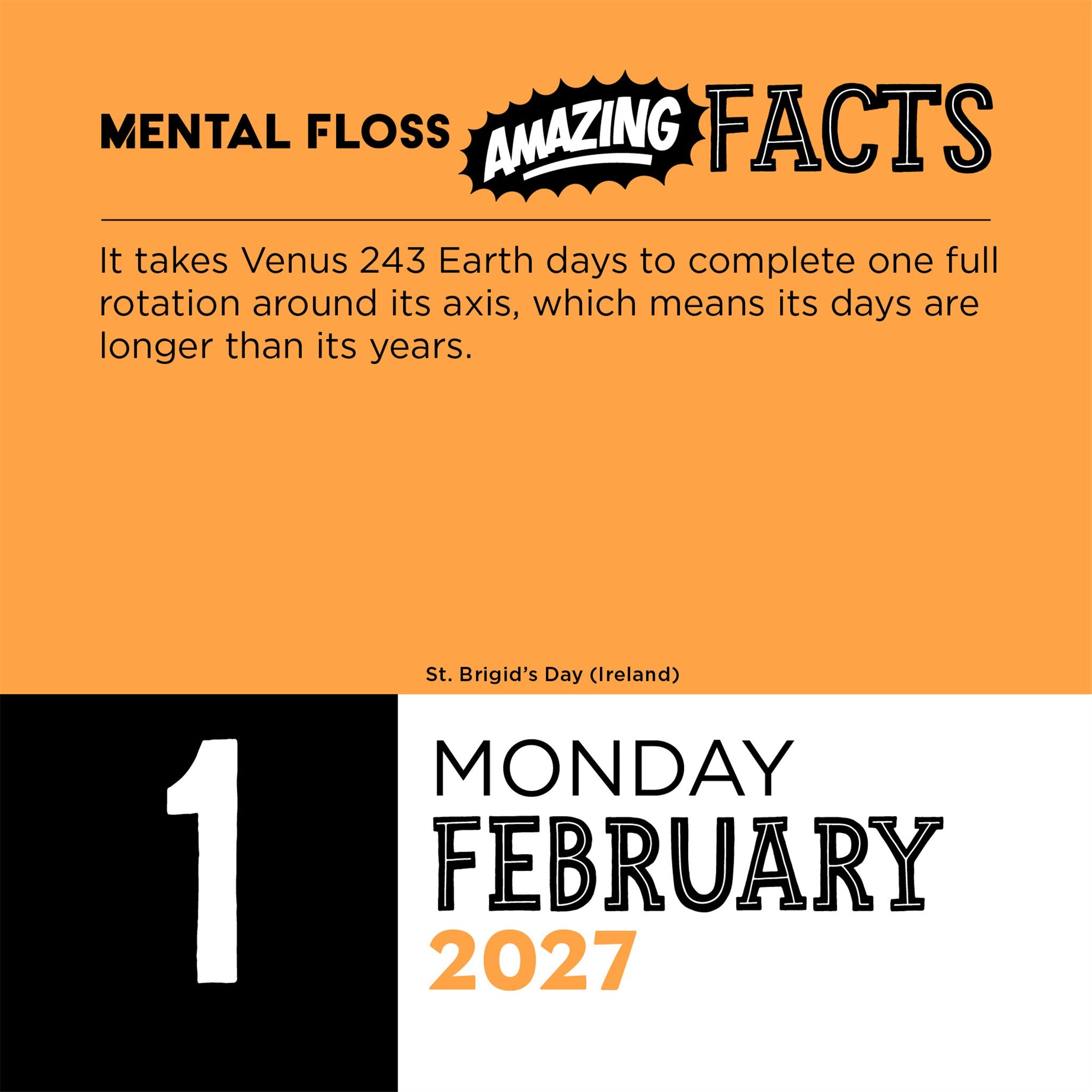 Amazing Facts from Mental Floss 2027 Box Calendar