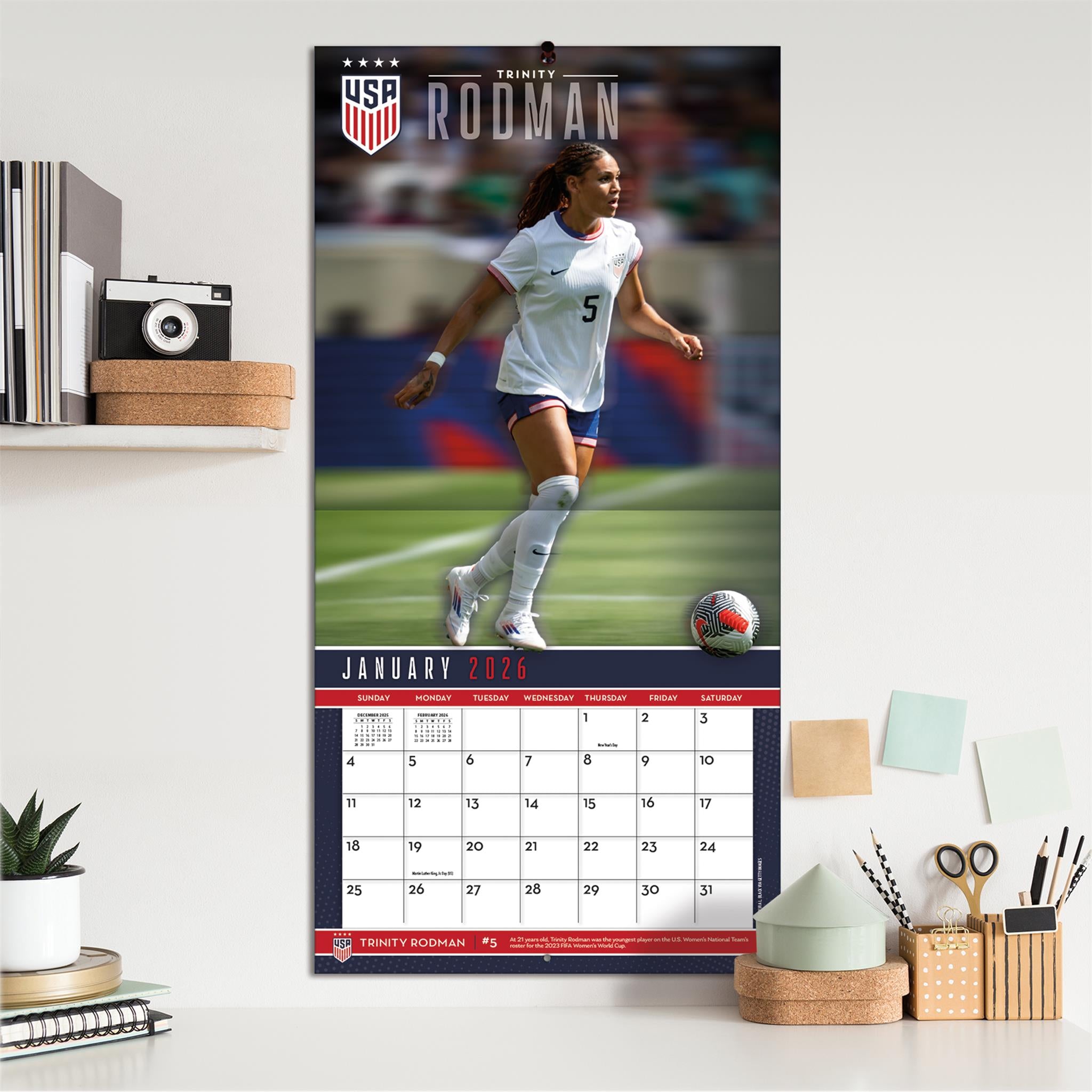 Calendrier mural 2026 de l'équipe féminine de soccer des États-Unis