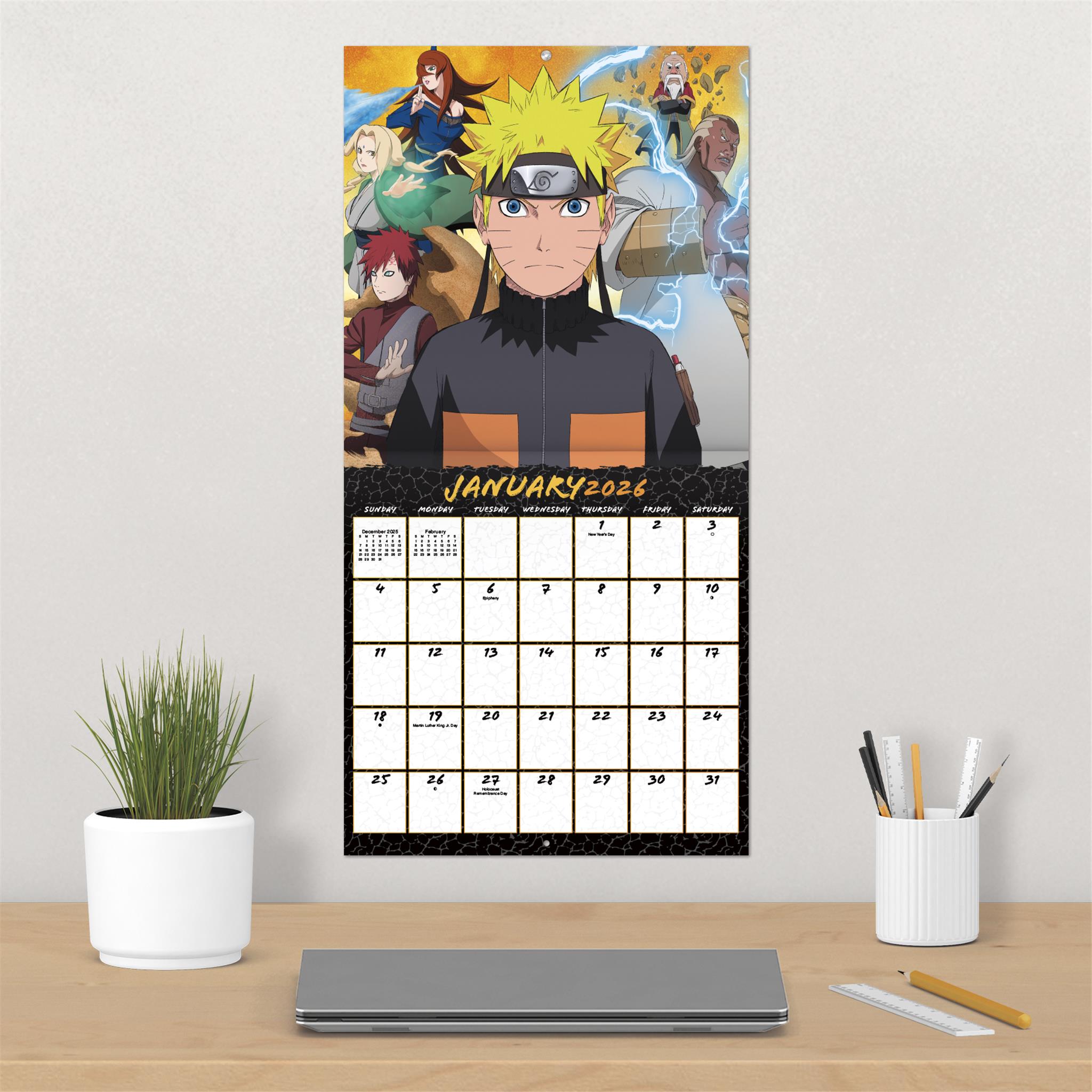Calendrier mural Naruto Shippuden 2026
