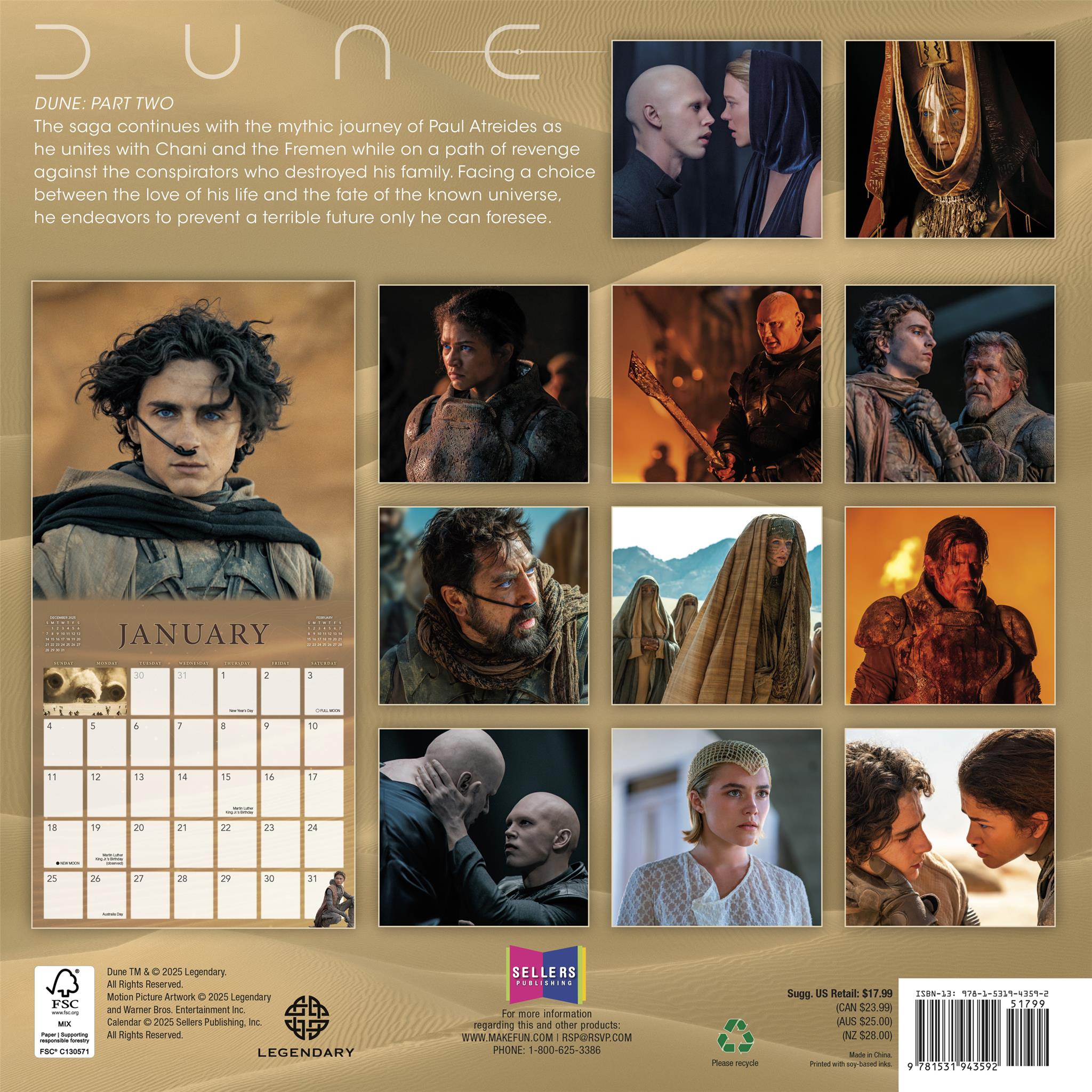 Calendrier mural DUNE 2026