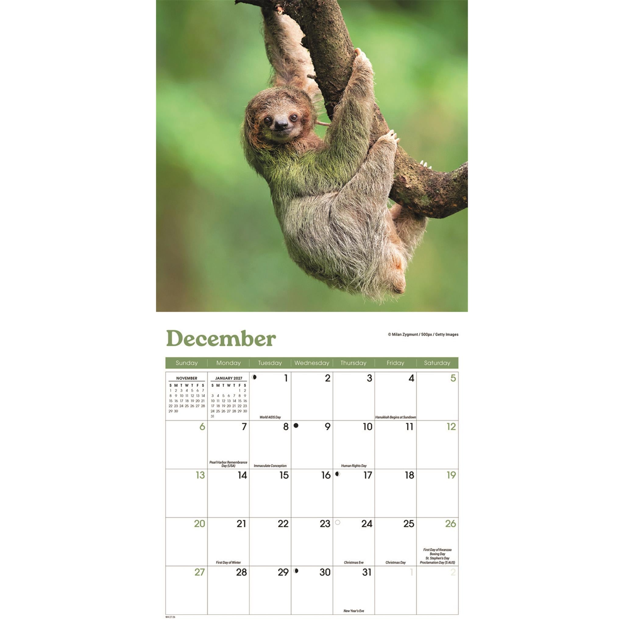 Sloths 2026 Mini Calendar