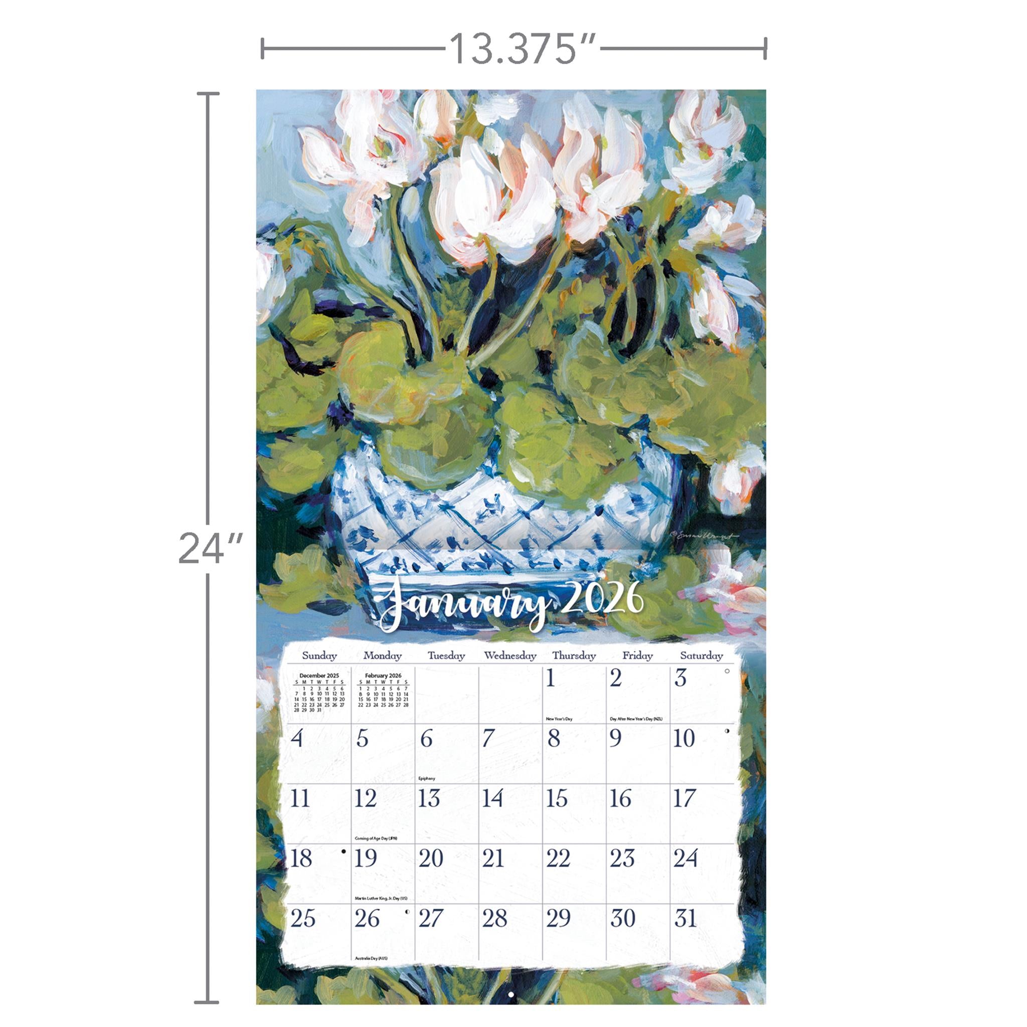 Calendrier mural de luxe Gallery Florals 2026 - Disponible uniquement en ligne
