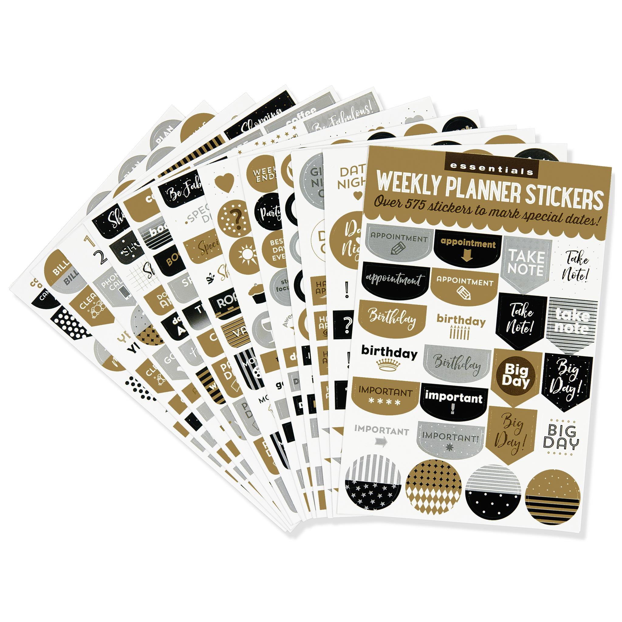 Black and Gold Essentials Planner Stickers - Online Only