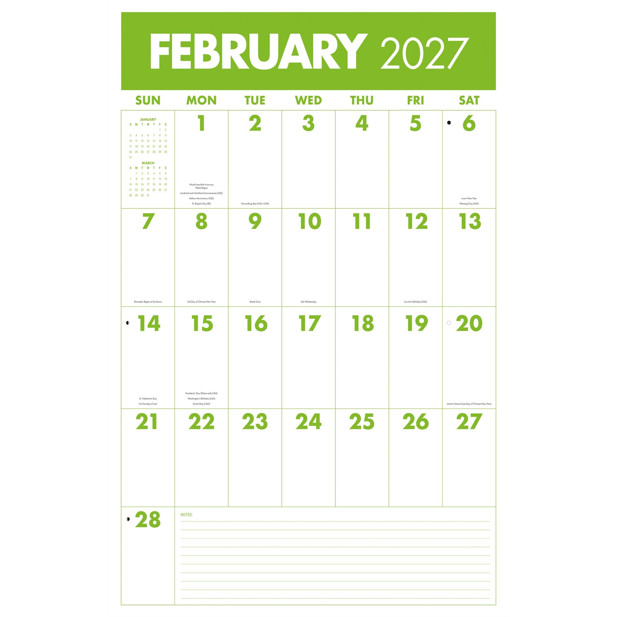Calendrier mural Mammoth Grid 2027
