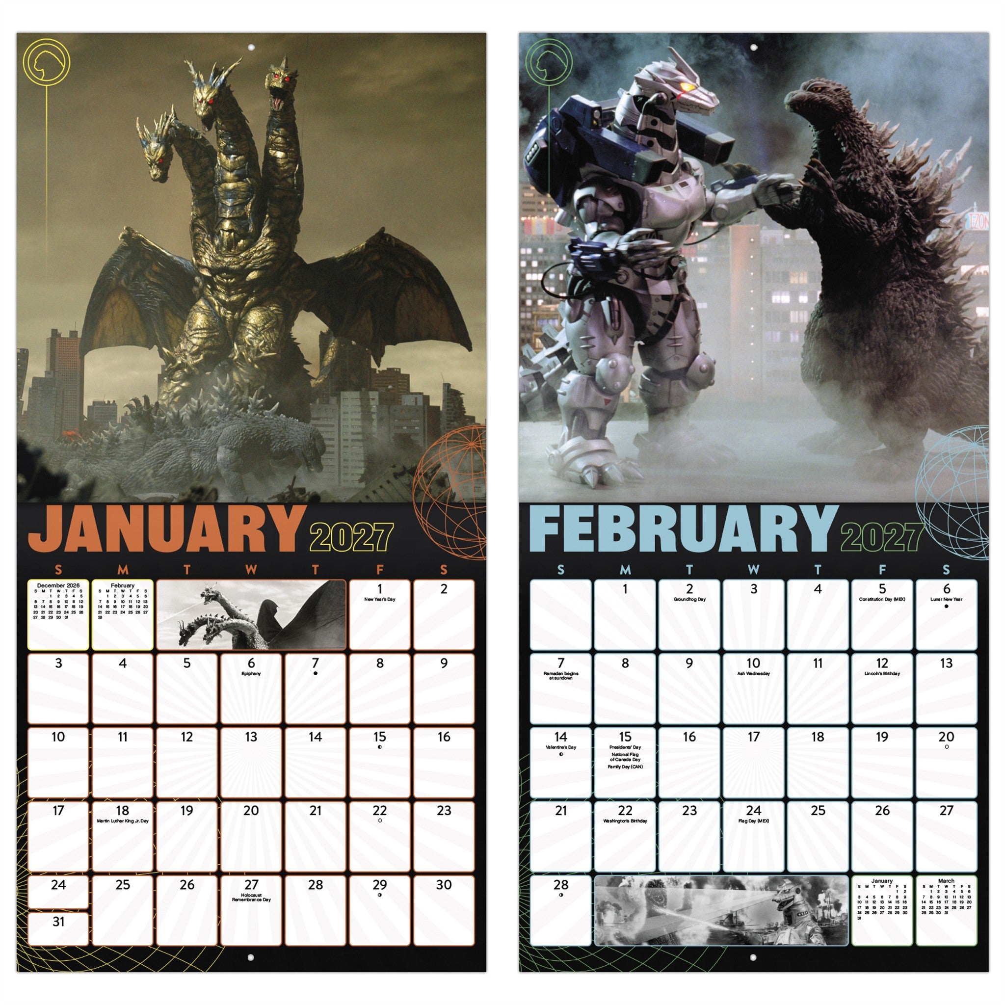 Calendrier mural Godzilla Classique Exclusif avec illustration 2027 – En ligne seulement