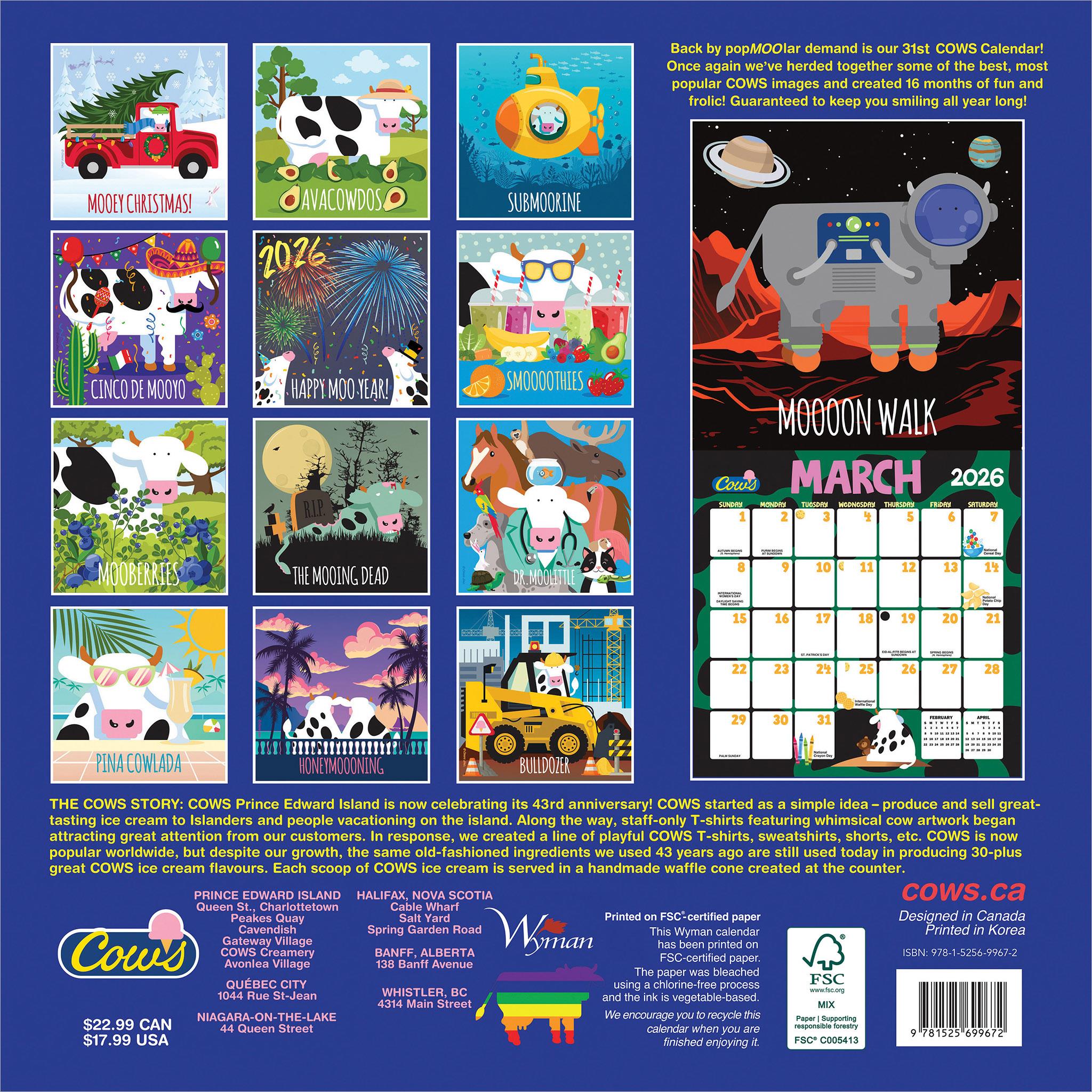 Calendrier mural Cows Creamery 2026