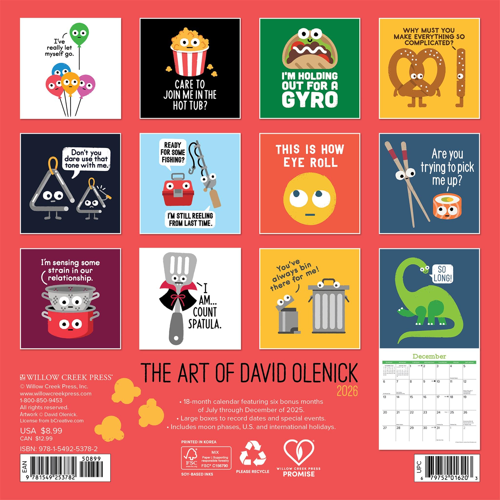 Mini-calendrier 2026 Art Of David Olenick - Disponible uniquement en ligne
