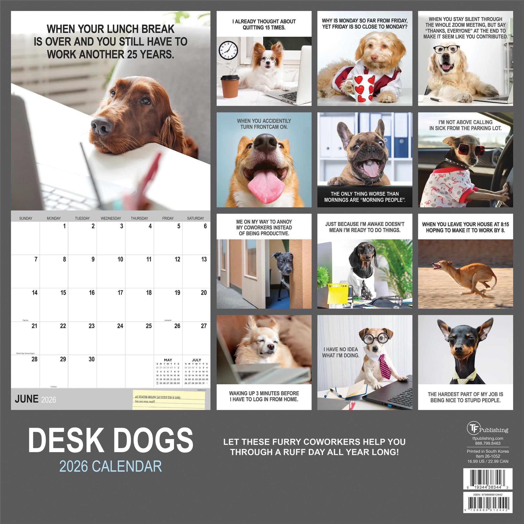 Calendrier mural Desk Dogs 2026