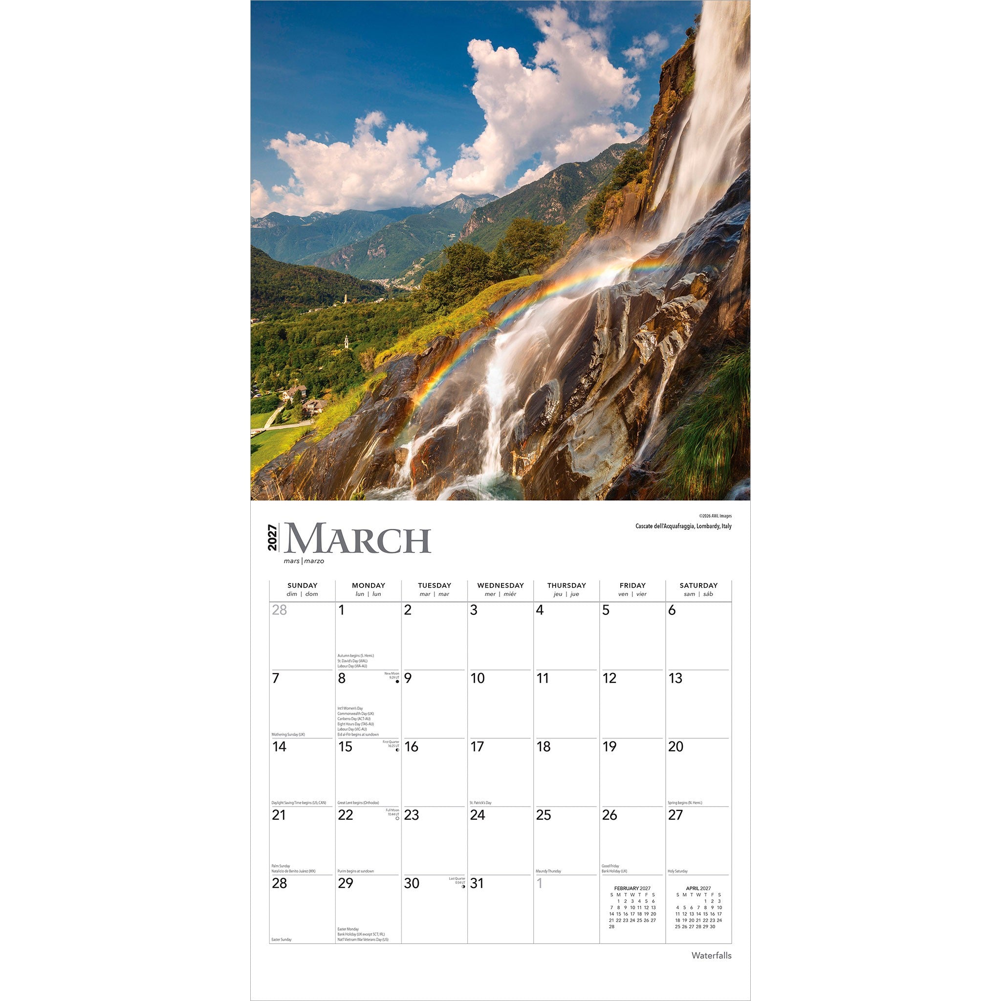 Waterfalls 2027 Wall Calendar