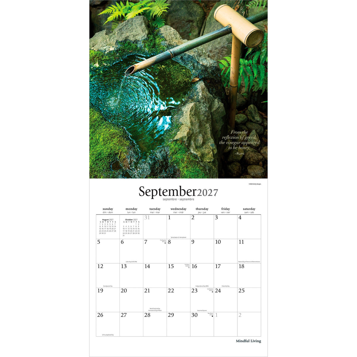 Calendrier mural 2027 : Vivre en pleine conscience