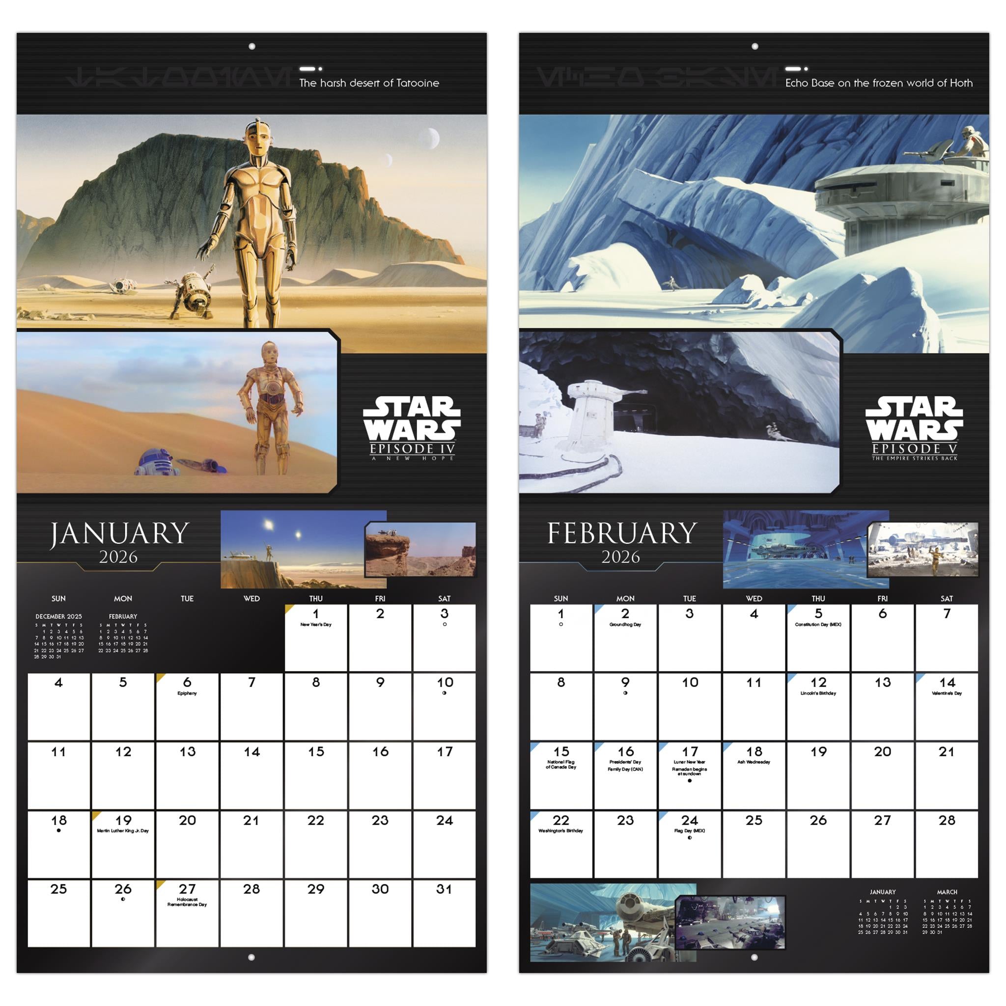 Calendrier mural Star Wars Édition Collector 2026