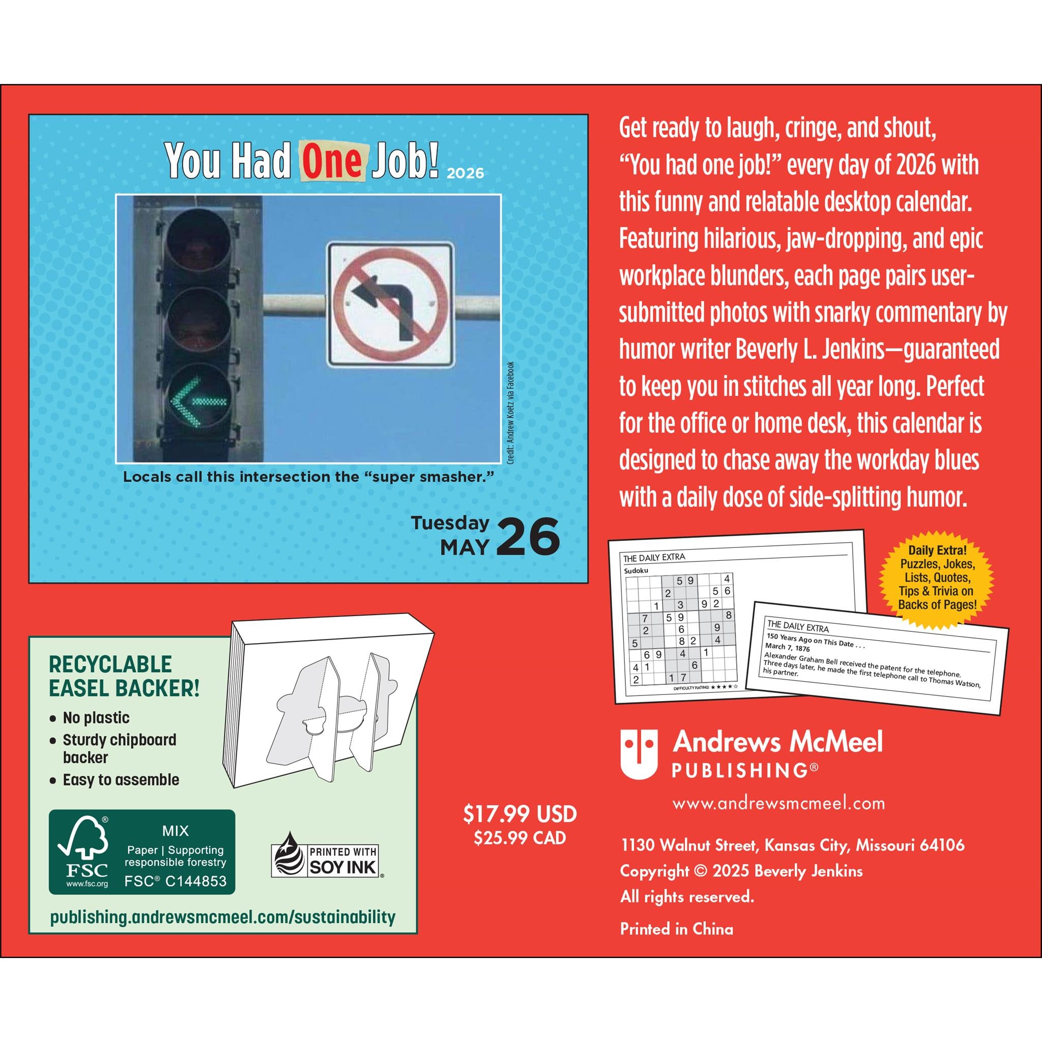 Calendrier à cases « Vous n'aviez qu'un seul travail » 2026