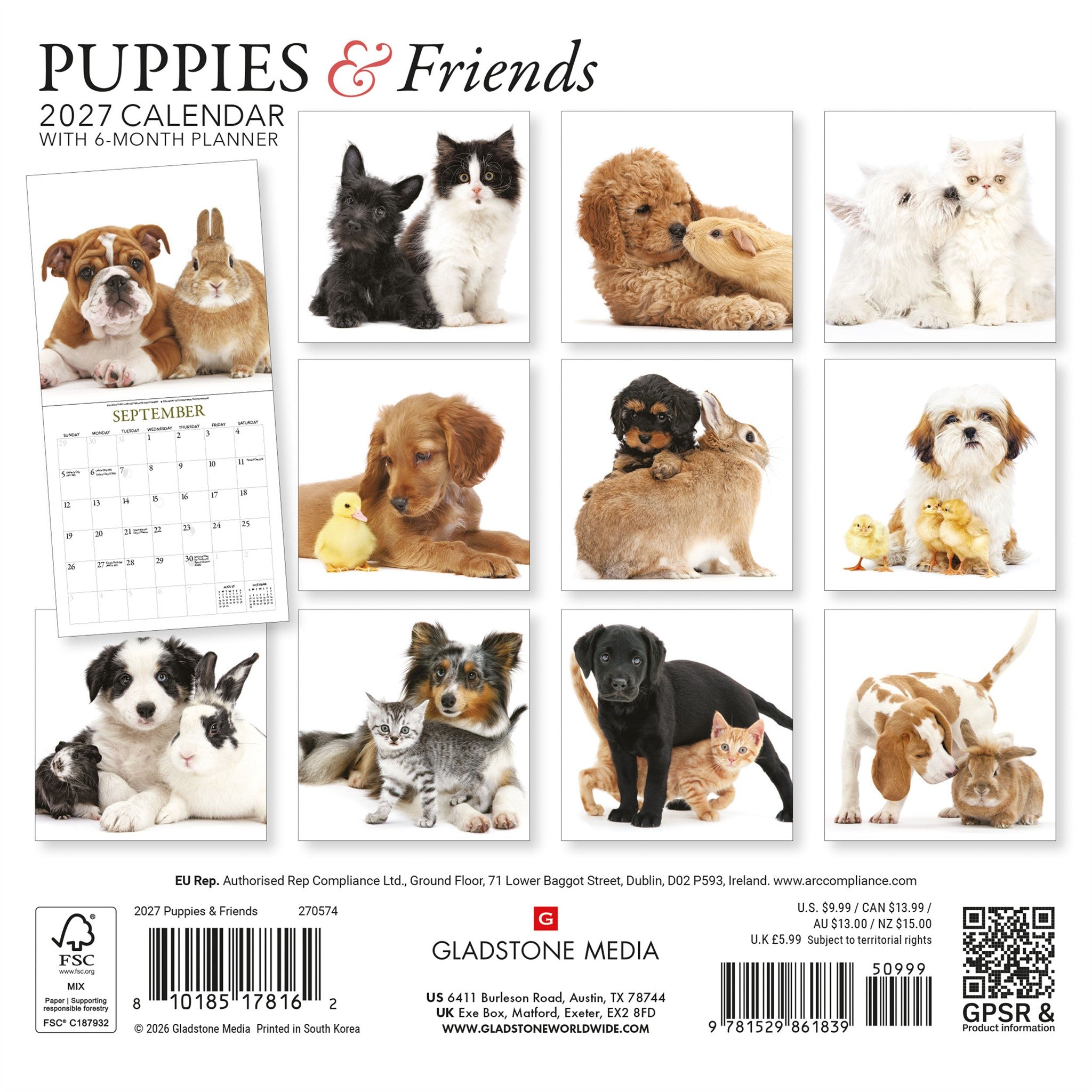 Mini-calendrier Chiots et amis 2027