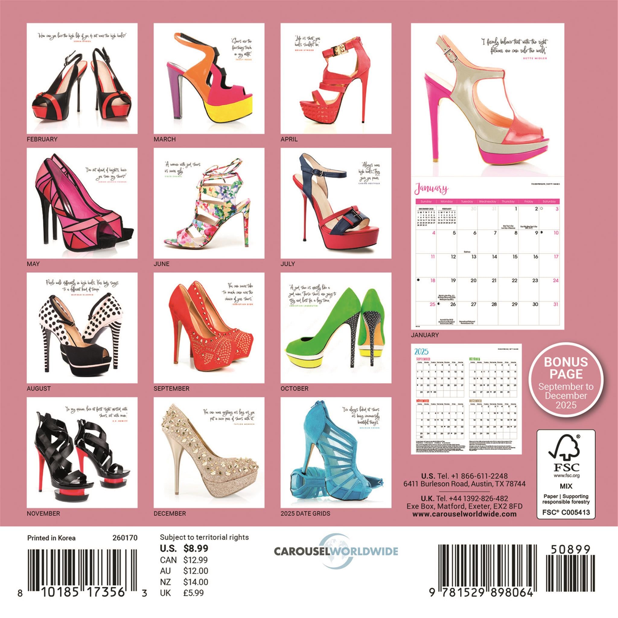 Mini calendrier Chaussures 2026