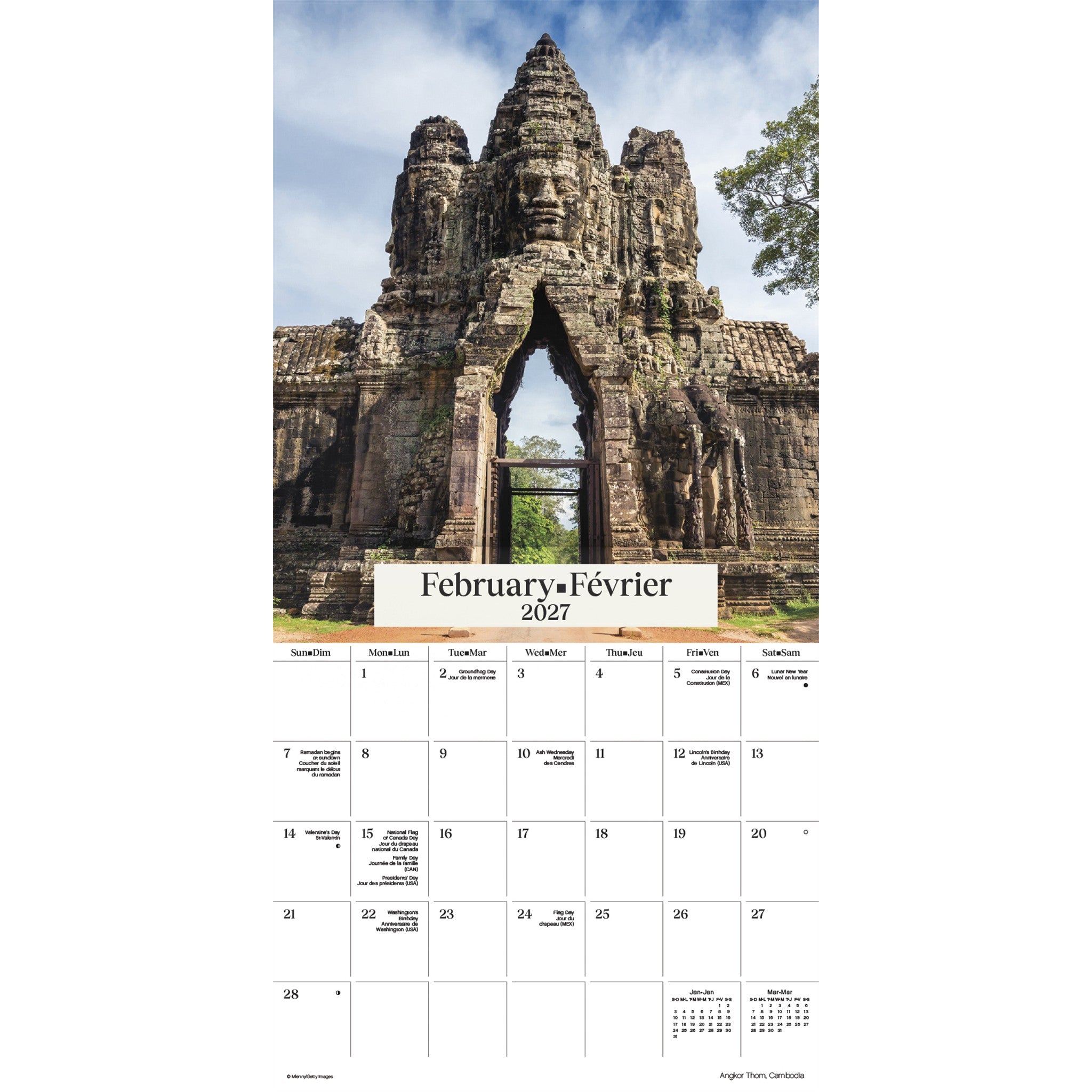 Exotic Destinations / Destinations Exotiques 2027 Wall Calendar - Online Only