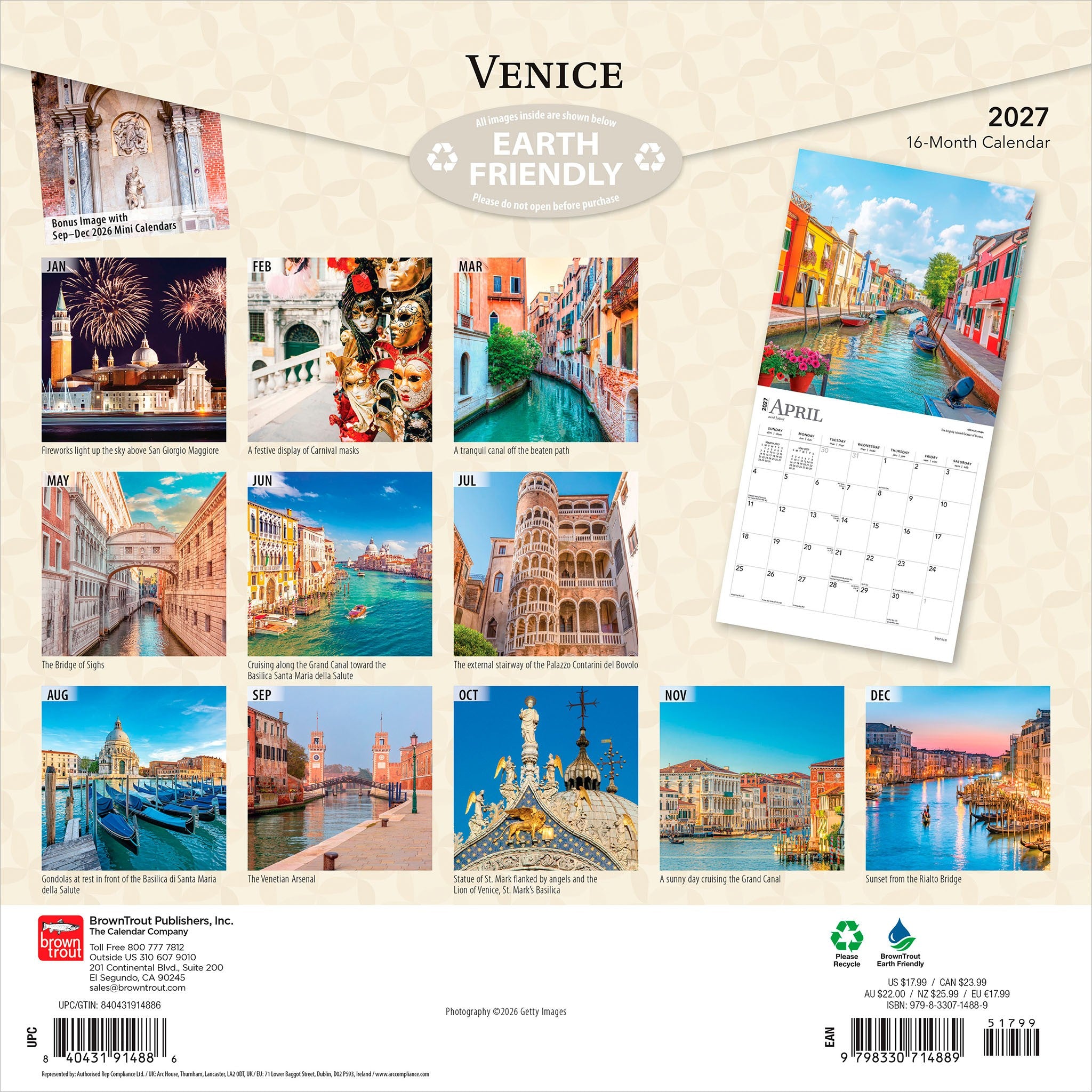 Venice 2027 Wall Calendar