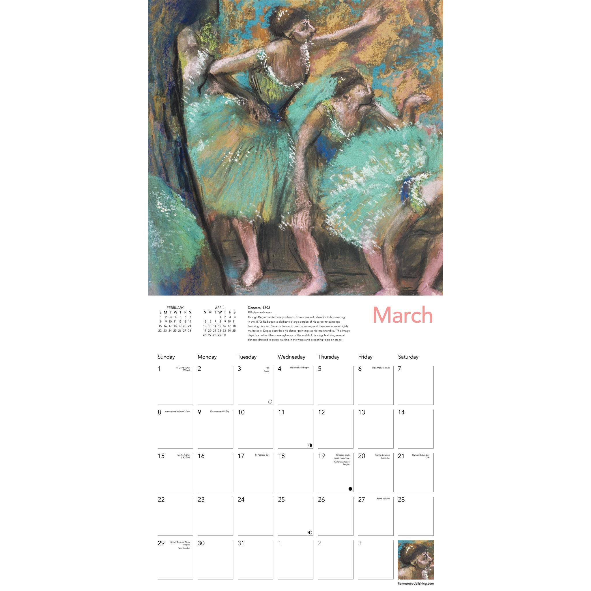 Calendrier mural 2026 des Danseuses de Degas - Disponible uniquement en ligne