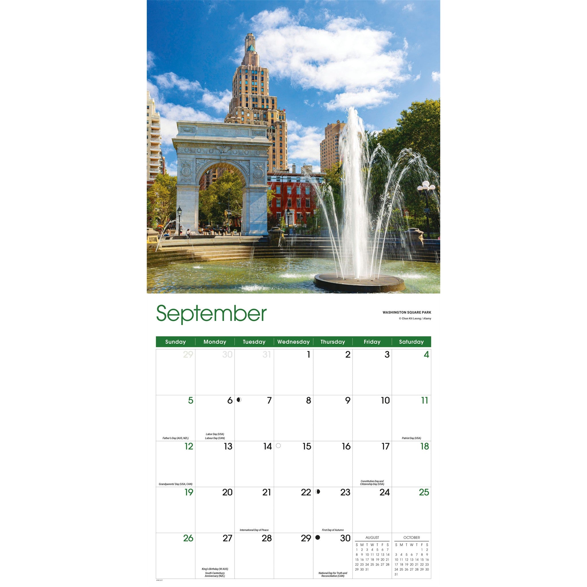 Calendrier mural New York 2027