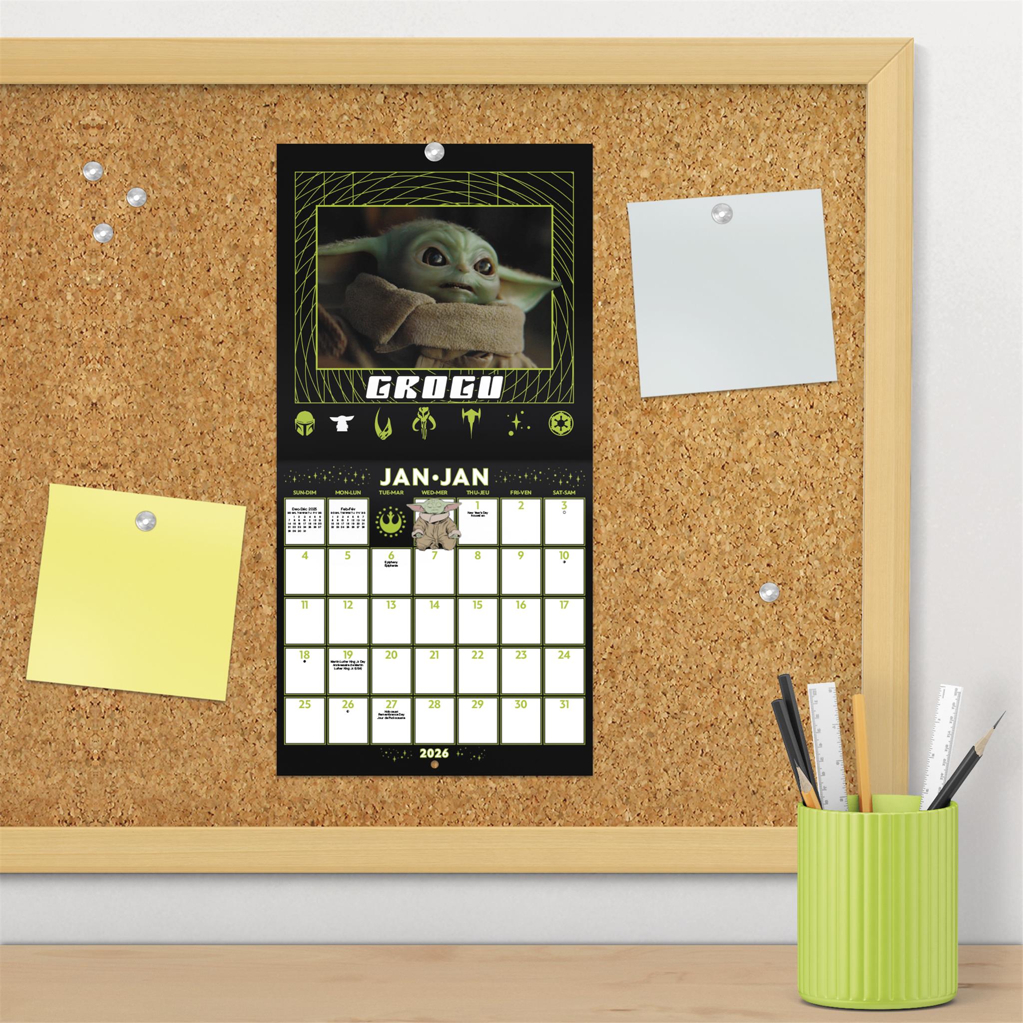 Mini-calendrier bilingue Star Wars Mandalorian Grogu 2026