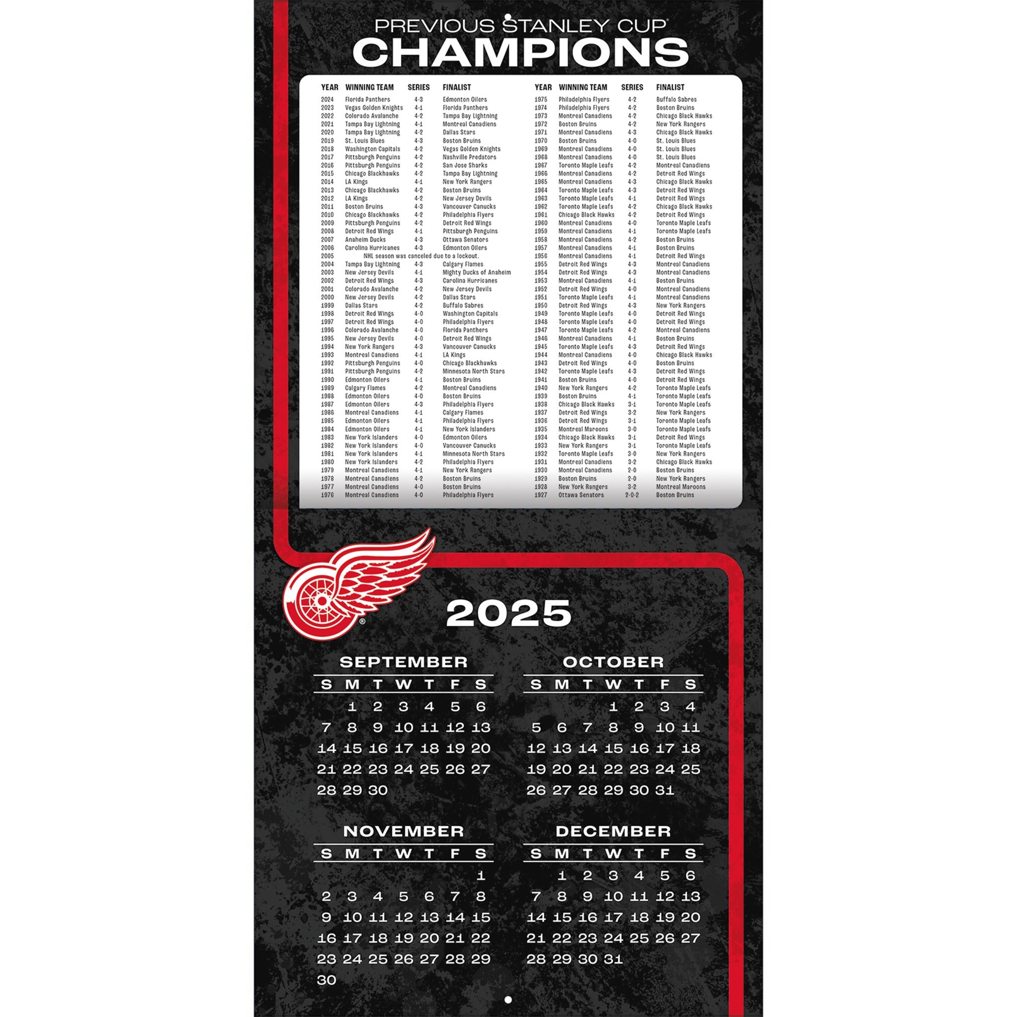 Calendrier mural 2026 des Red Wings de Détroit (NHL)